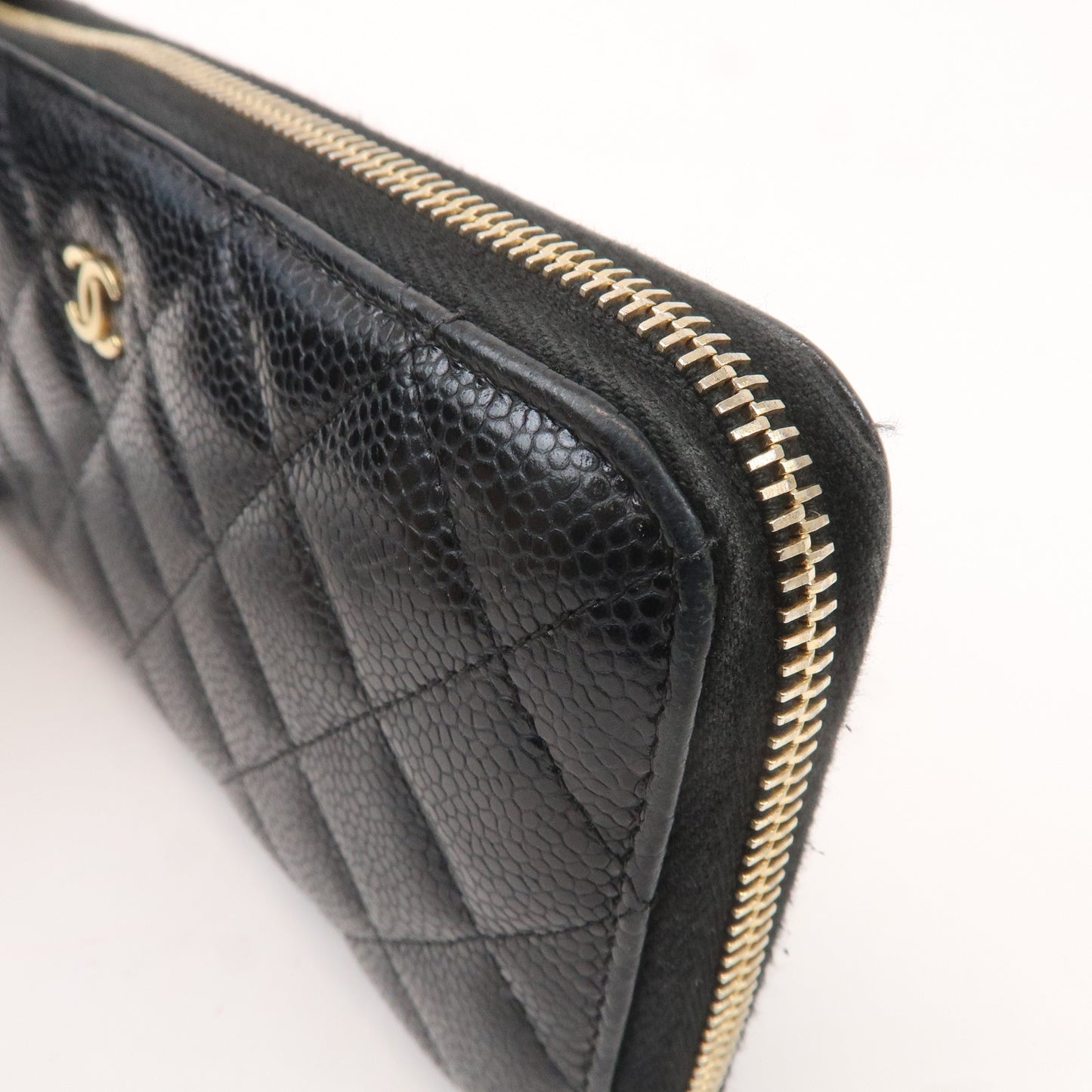 CHANEL Matelasse Coco Mark Caviar Skin Long Wallet Black A50097