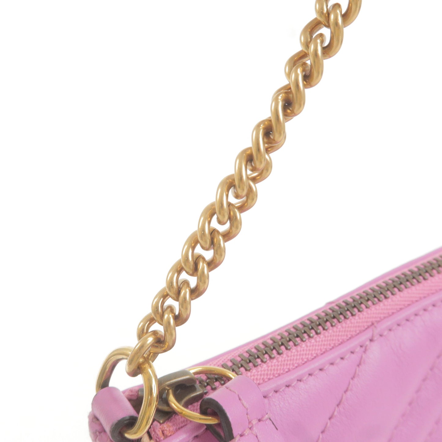 GUCCI GG Marmont Leather Chain Pouch Hand Bag Purse Pink 443129