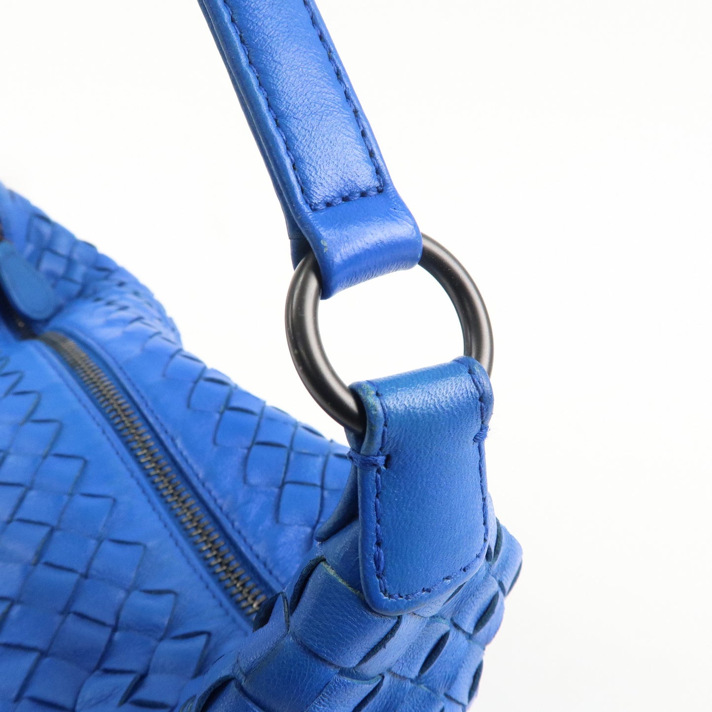 BOTTEGA VENETA Intrecciato Leather Shoulder Bag Blue 239988