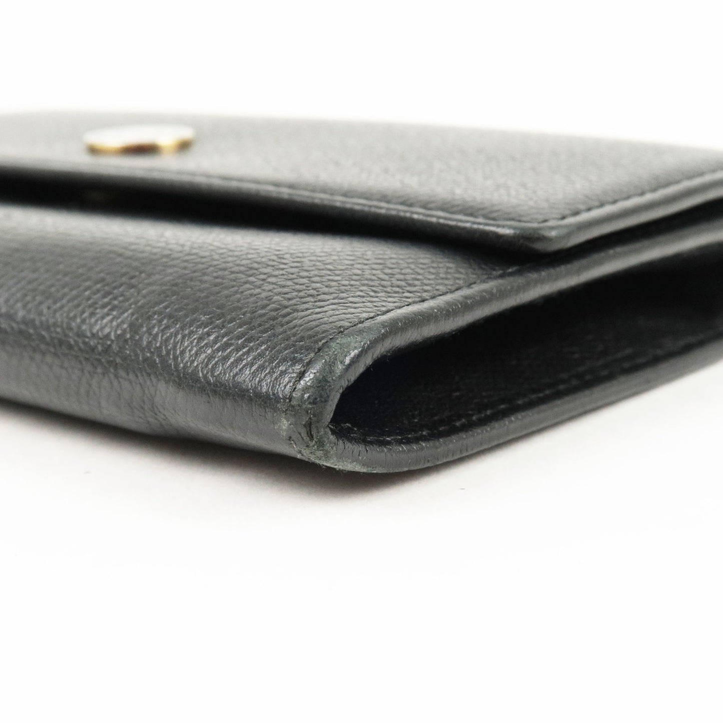 CHANEL COCO Button Leather Bi Fold Wallet Black 8251571