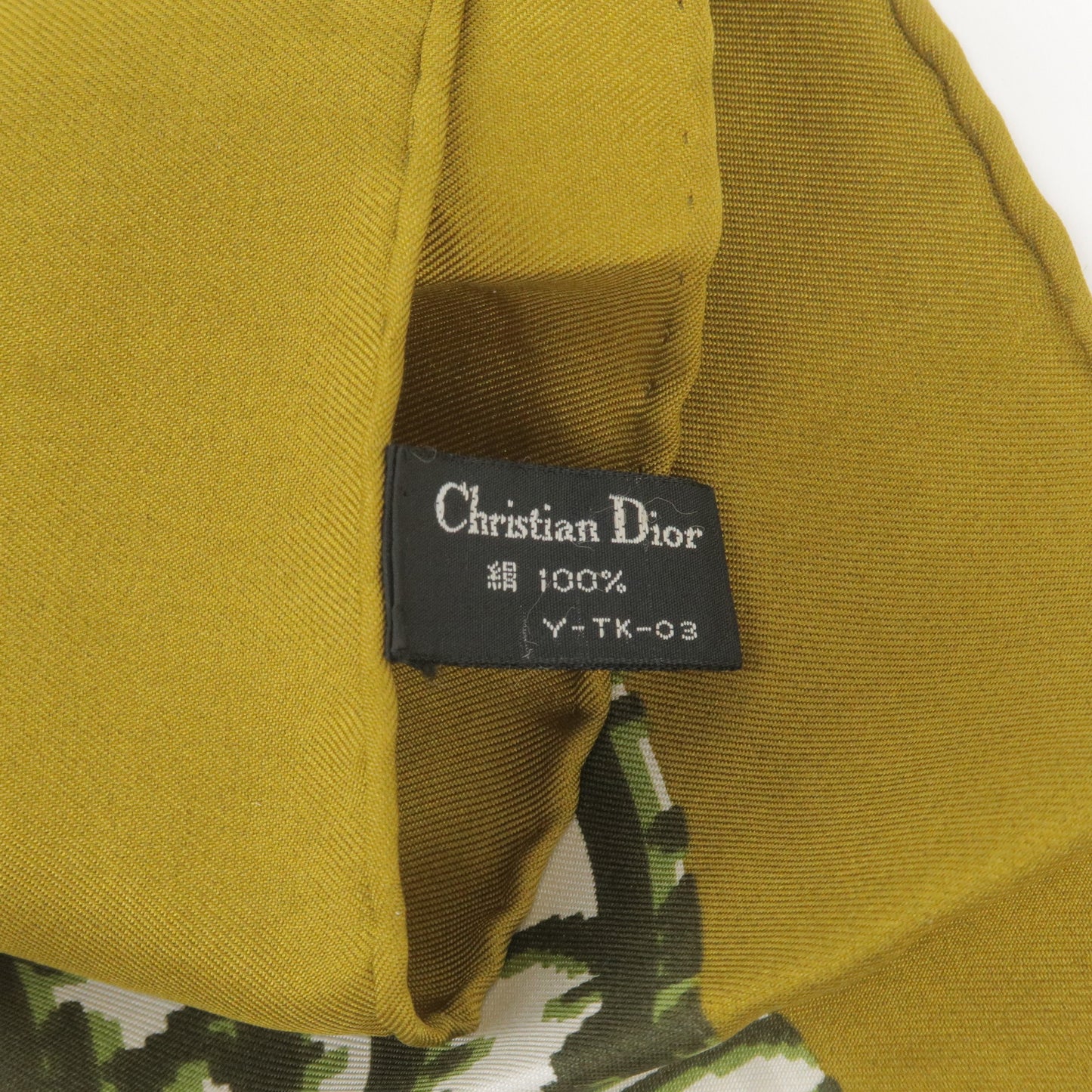 Christian Dior Trotter Logo 100% Silk Scarf Green
