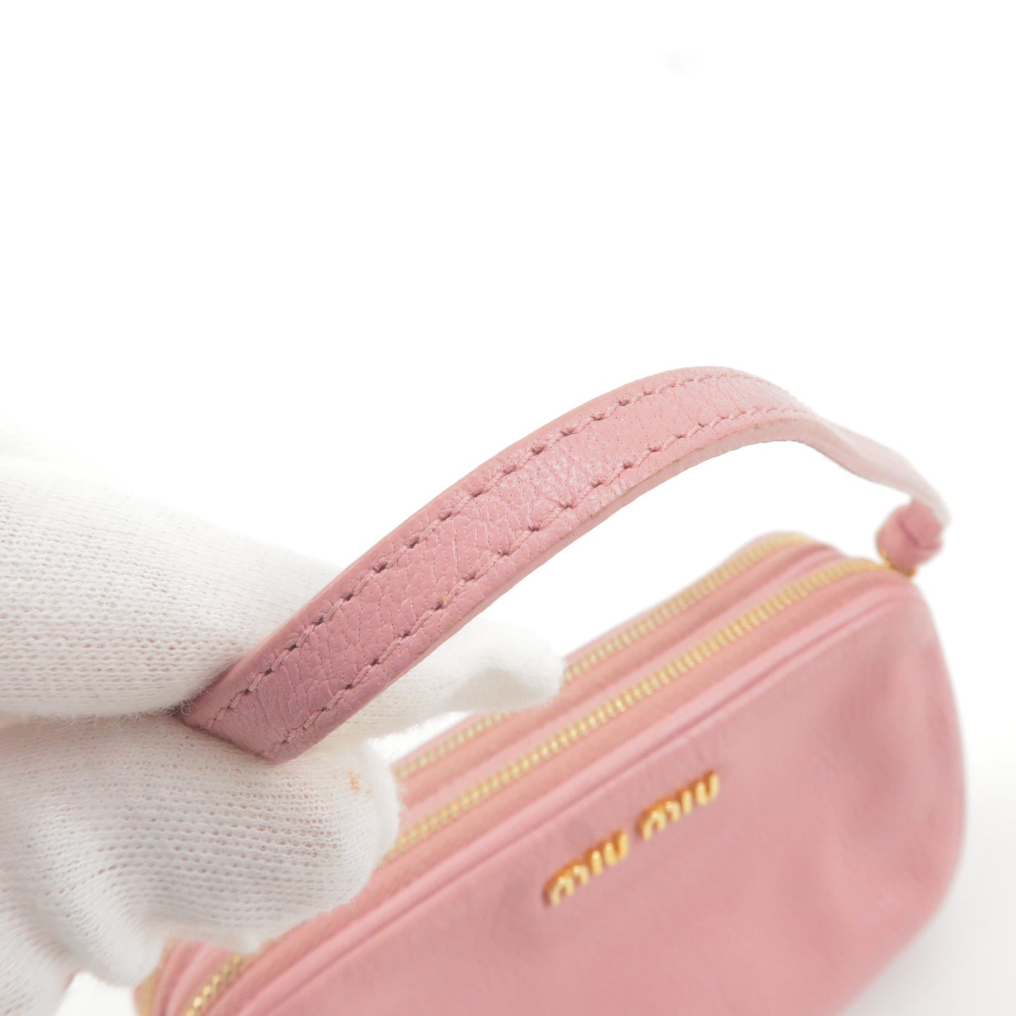 MIU MIU Leather Hand Bag Pouch Purse Pink