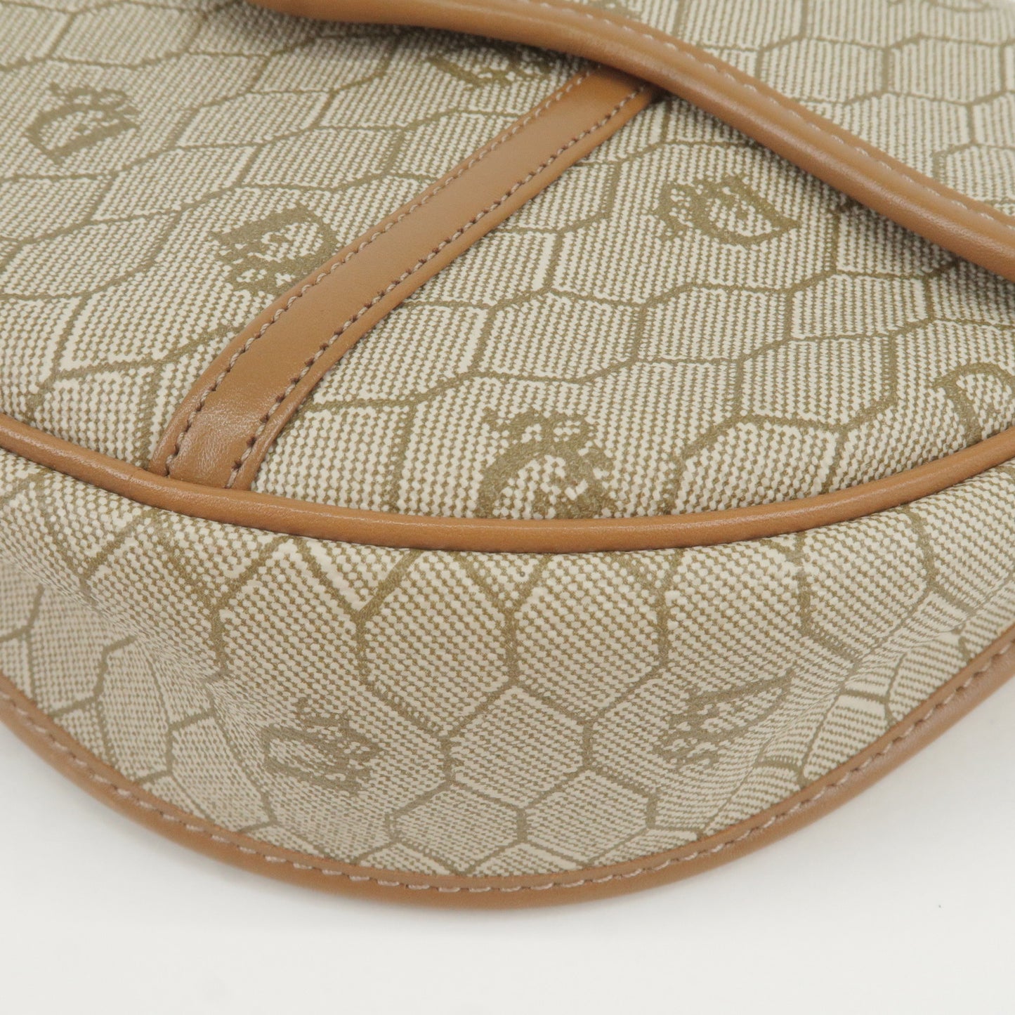 Christian Dior Honeycomb PVC Leather Shoulder Bag Beige Brown
