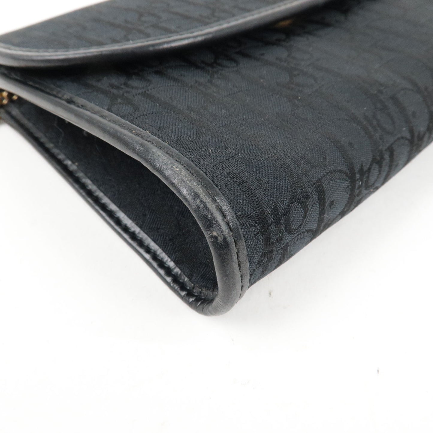 Christian Dior Trotter Canvas Leather Chain Shoulder Bag Black