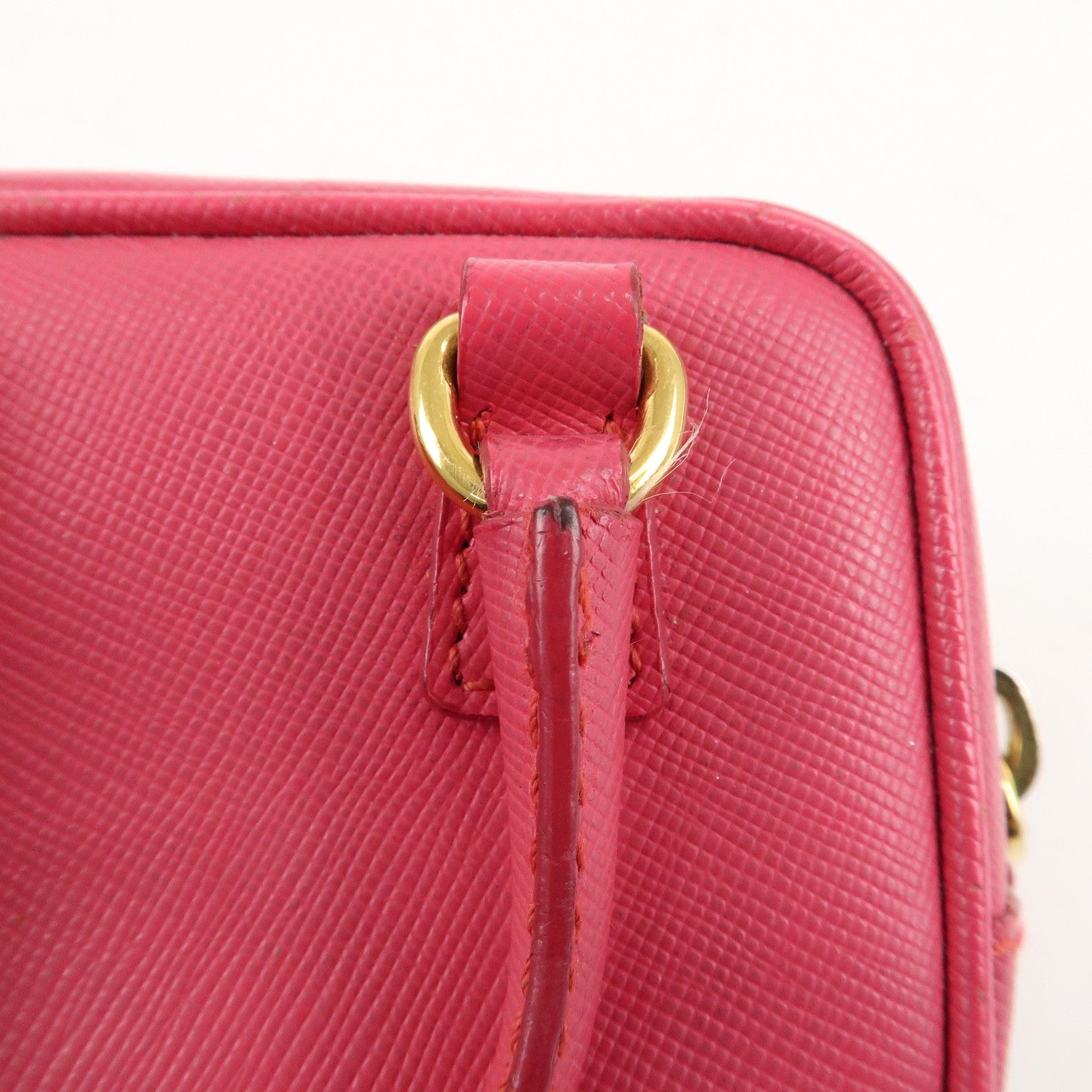 PRADA Logo Safiano Leather Mini Hand Bag Mini Pouch Pink