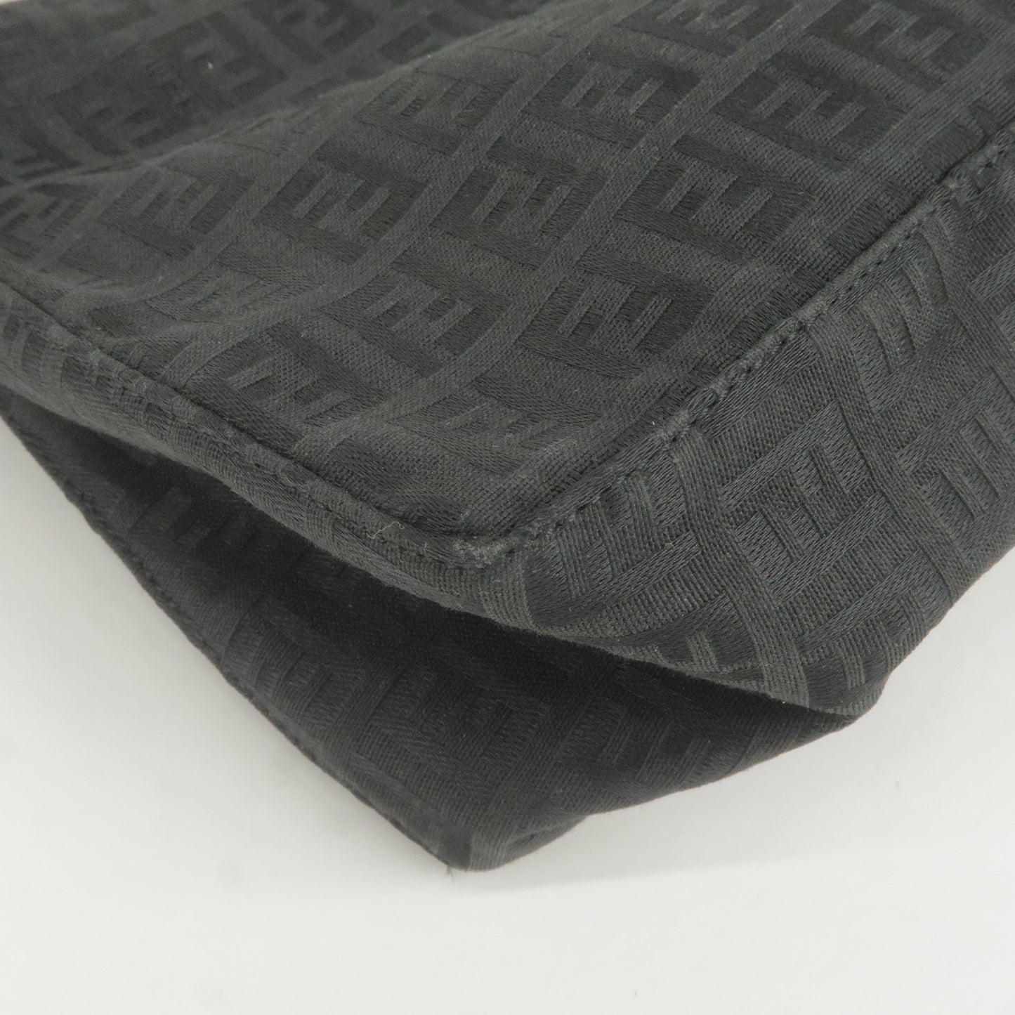 FENDI Zucchino Canvas Leather Hand Bag Mini Bag Black 8N0005