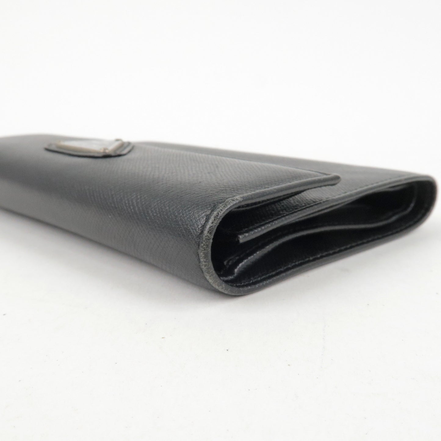 PRADA Logo Leather Tri-Fold Wallet Black M510A