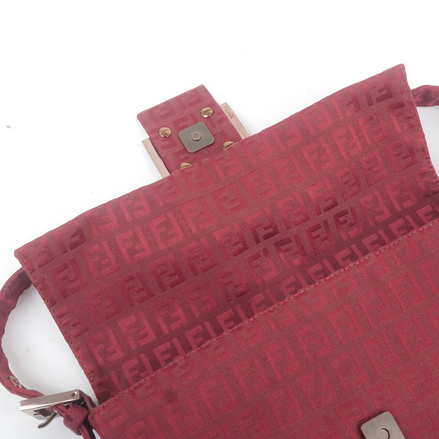 FENDI Zucchino Canvas Shoulder Bag Hand Bag Red 8BR000