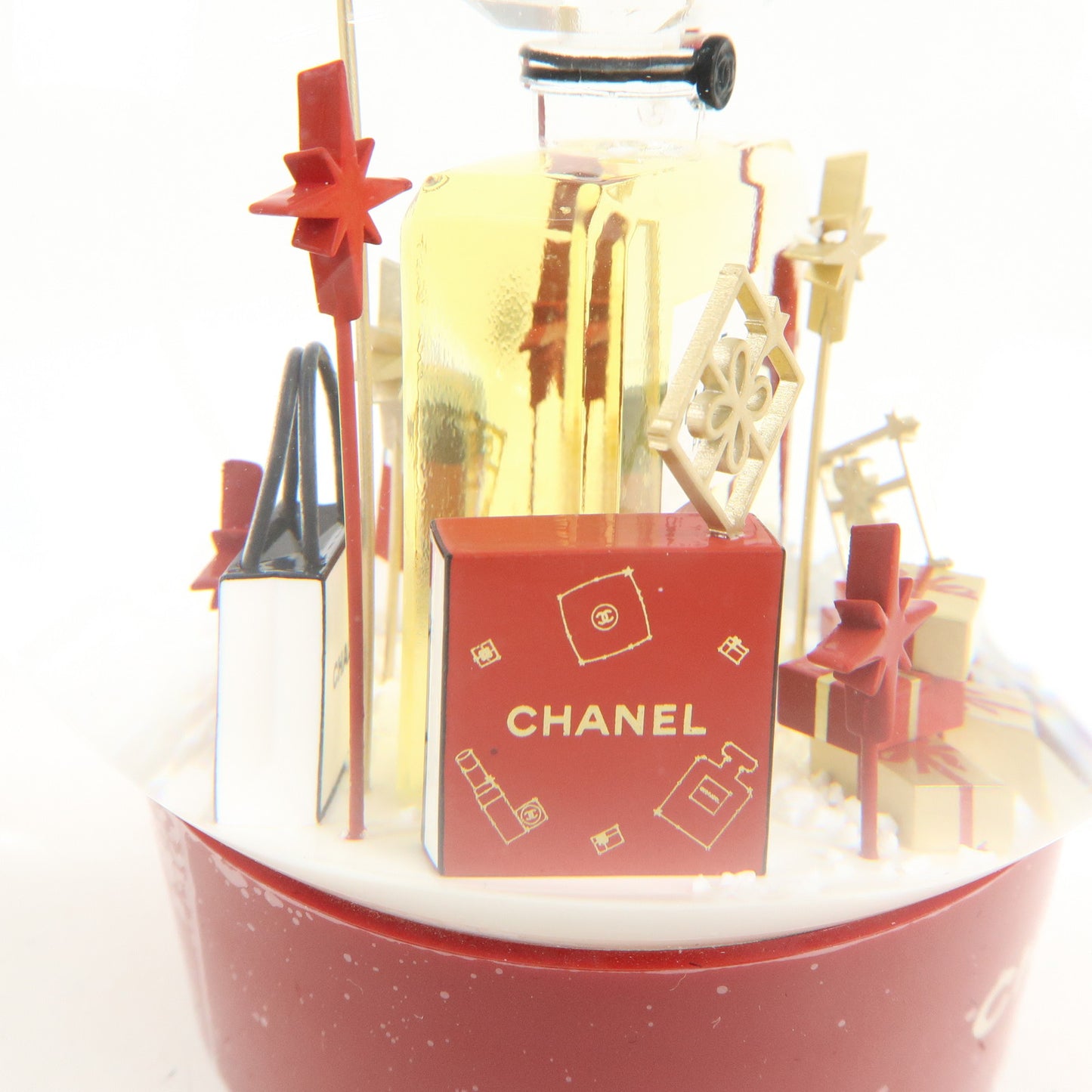 CHANEL Glass Snow Globe Snow Dome 2022 Novelty Bordeaux Red