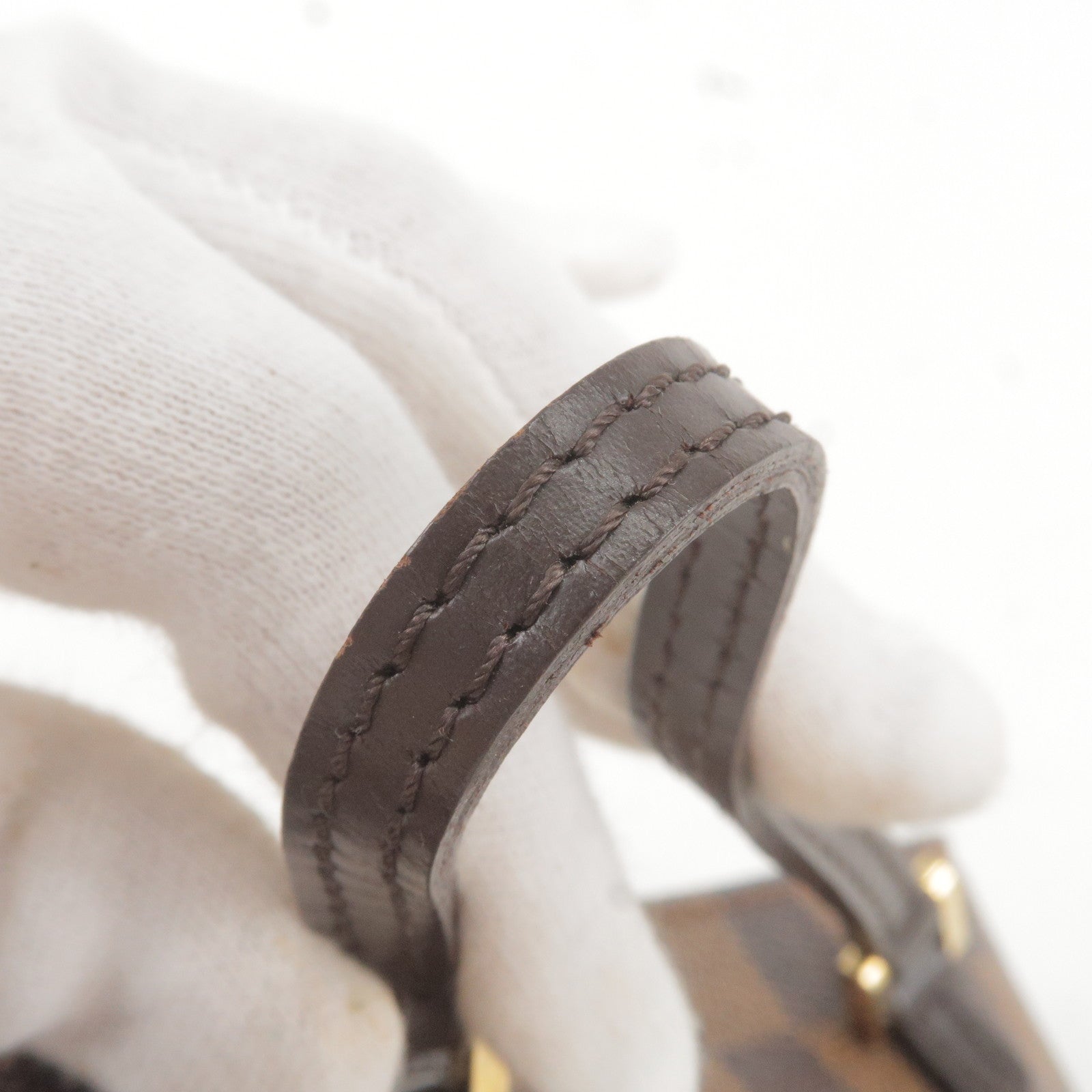 Louis Vuitton Brown Canvas & Leather Damier Ebene Box It Wrap Bracelet 17