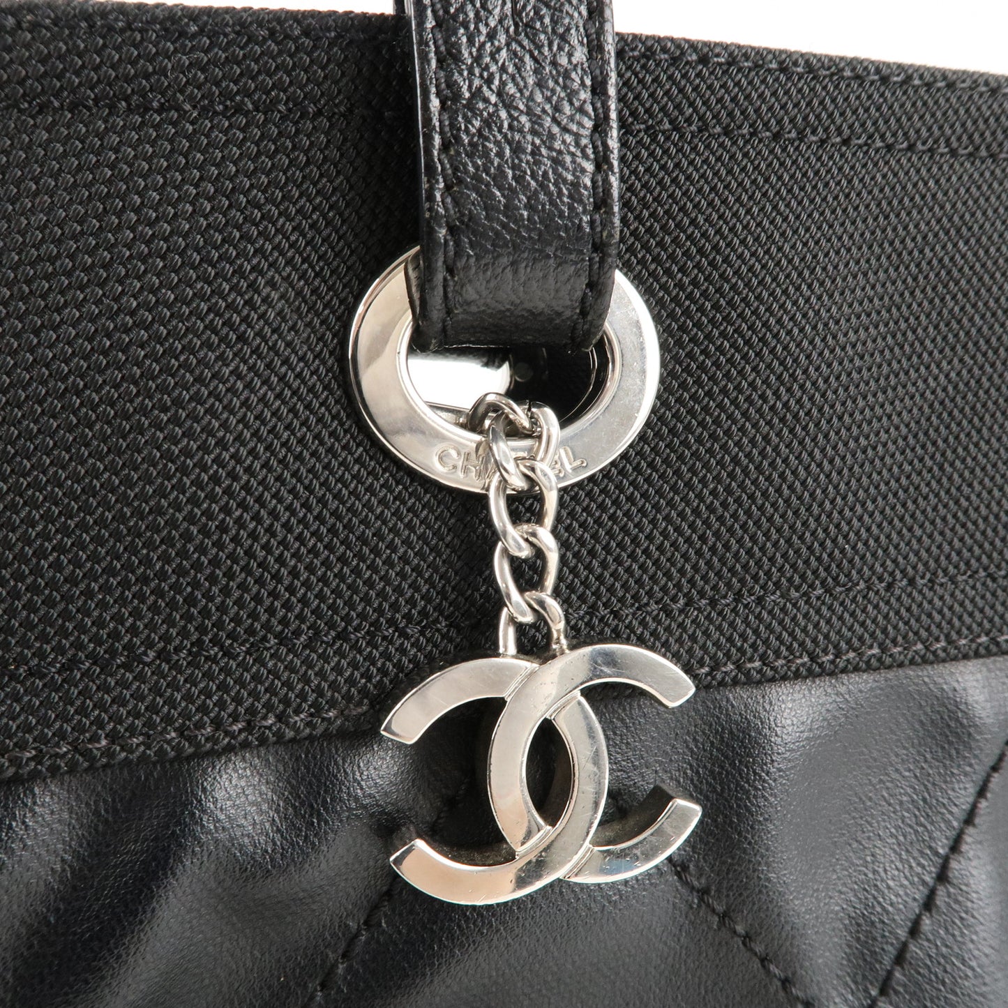 CHANEL Paris Biarritz MM Coated Canvas Leather Tote Bag A34209