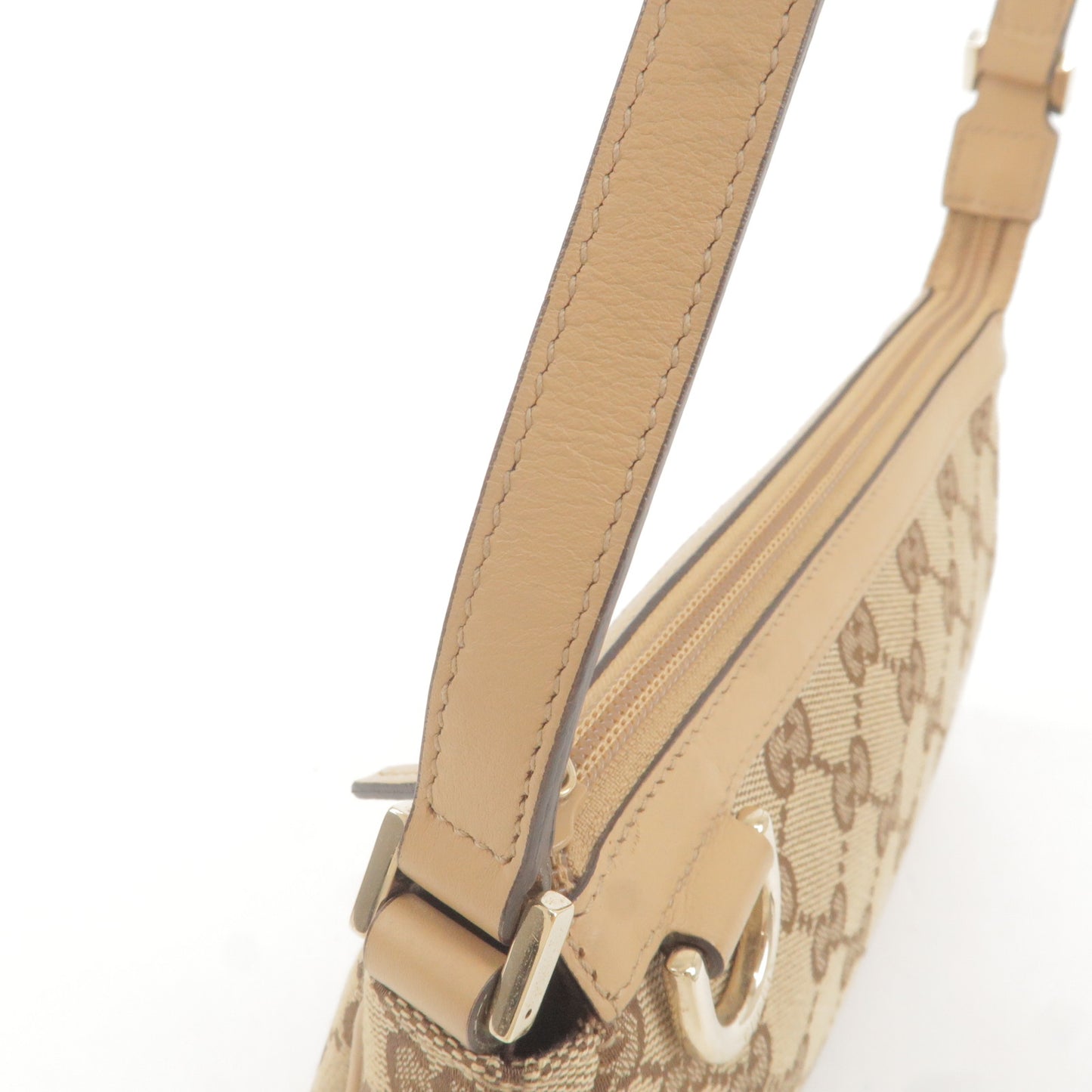 GUCCI Abbey GG Canvas Leather Hand Bag Beige Brown 145750