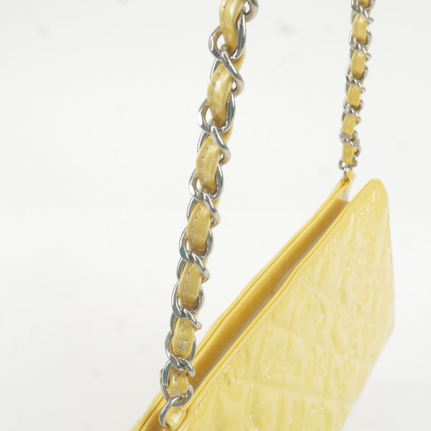 CHANEL Icon Line Enamel Chain Shoulder Bag Yellow A37156
