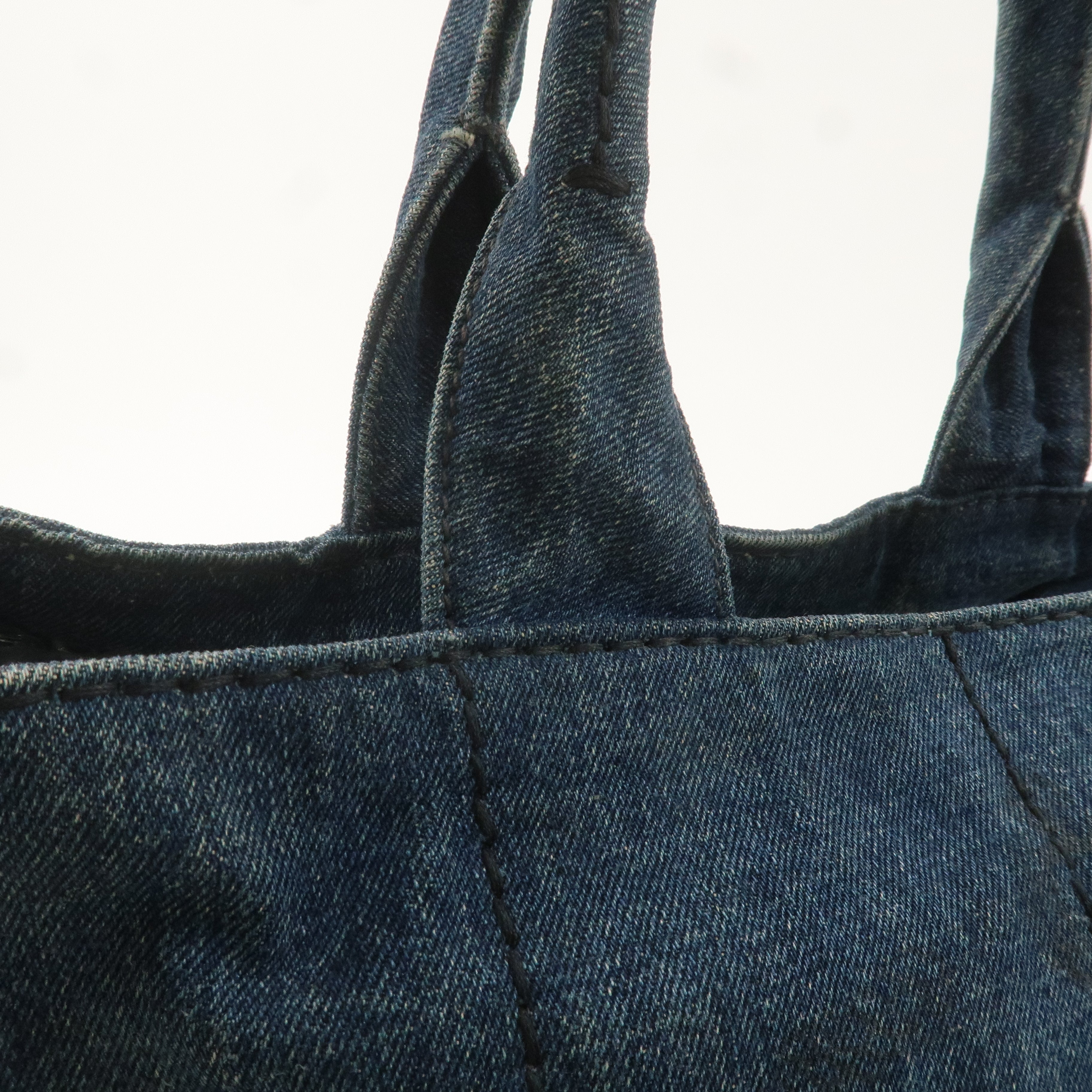 PRADA Canapa Denim Tote Bag Hand Bag Denim Blue B1877B