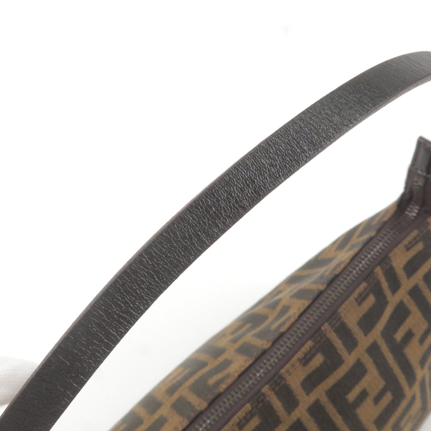 FENDI Zucca Canvas Leather Shoulder Bag Brown Black 8BR156