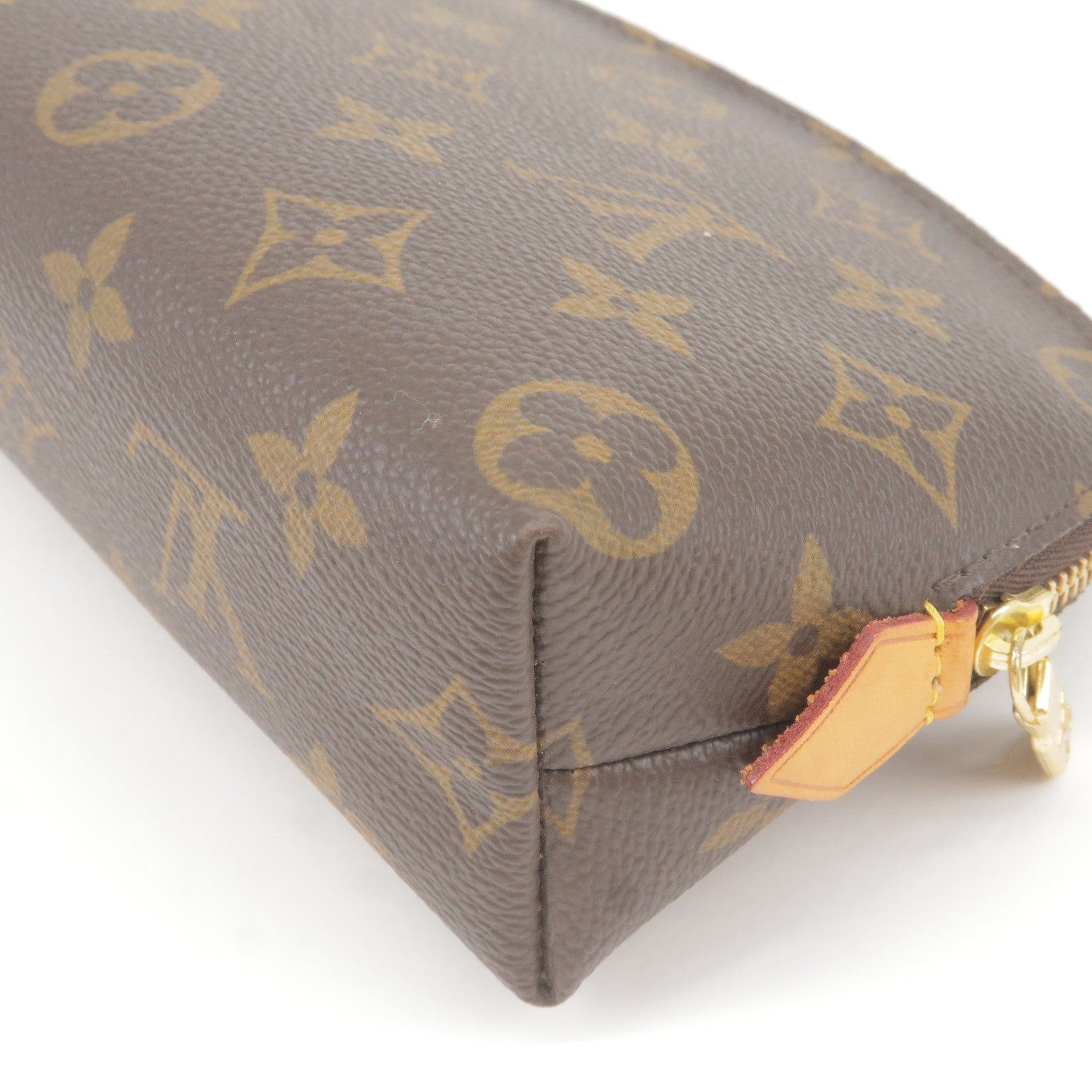 Louis Vuitton Cosmetic Pochette GM Monogram Canvas Brown Leather