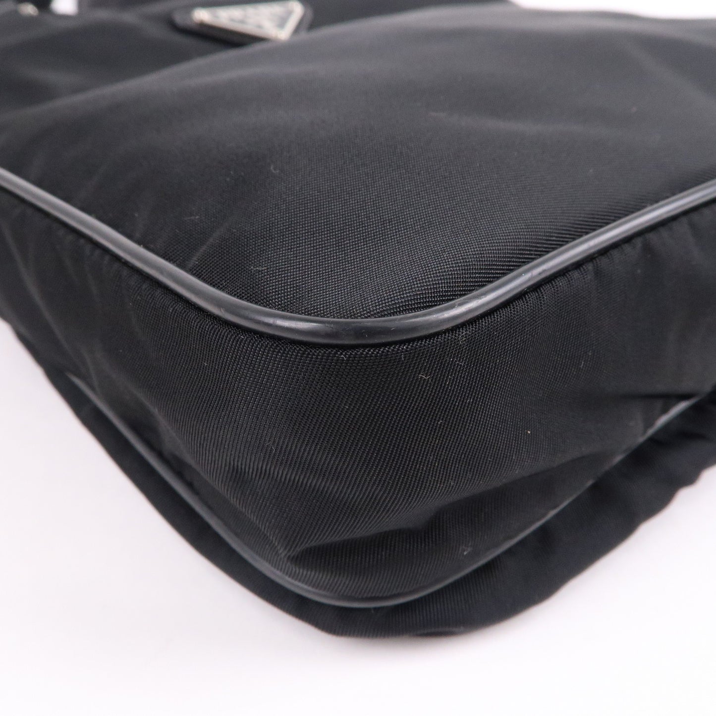 PRADA Logo Nylon Leather Shoulder Bag Crossbody Bag Black VA0270