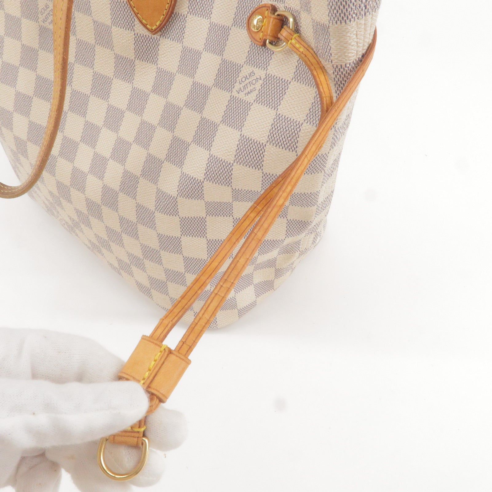 LOUIS VUITTON Neverfull MM Tote Bag N51107 Damier Azur USED