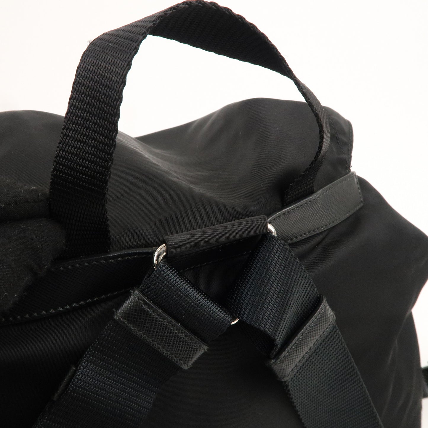 PRADA Nylon Leather Back Pack Black