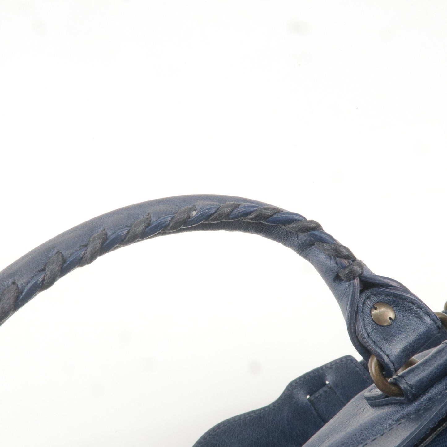 BALENCIAGA The First Leather 2Way Bag Hand Bag Navy Blue 103208