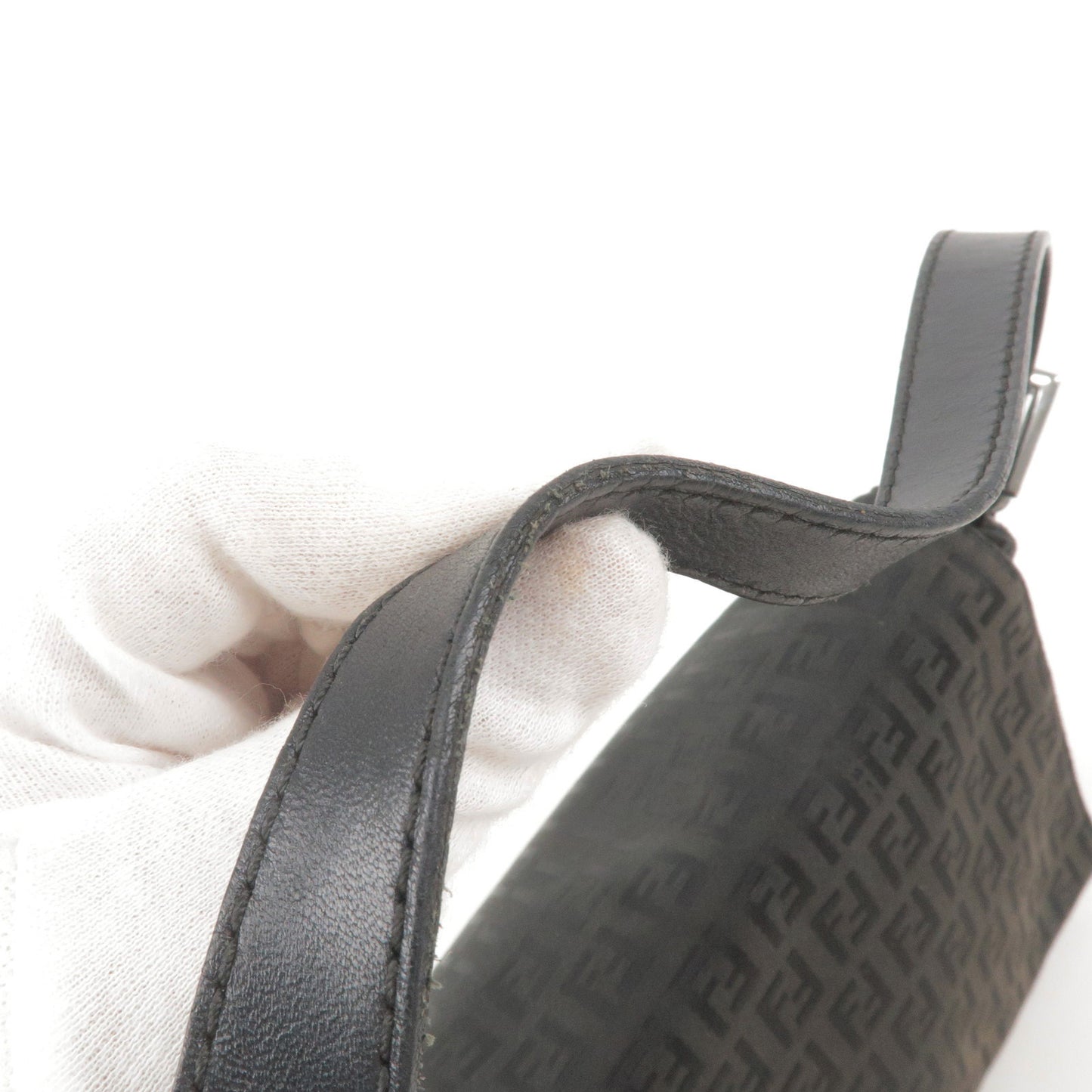 FENDI Zucchino Canvas Leather Mamma Baguette Shoulder Bag 8BR001