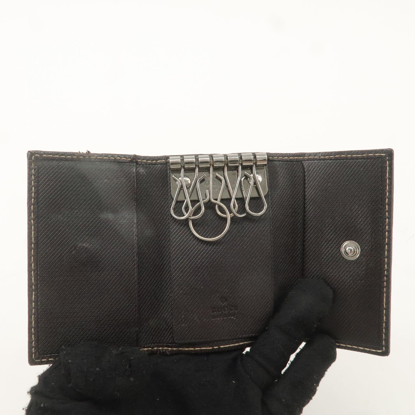 GUCCI Set of 2 GG Canvas Guccissima Leather 6 Key Case 4564 203551