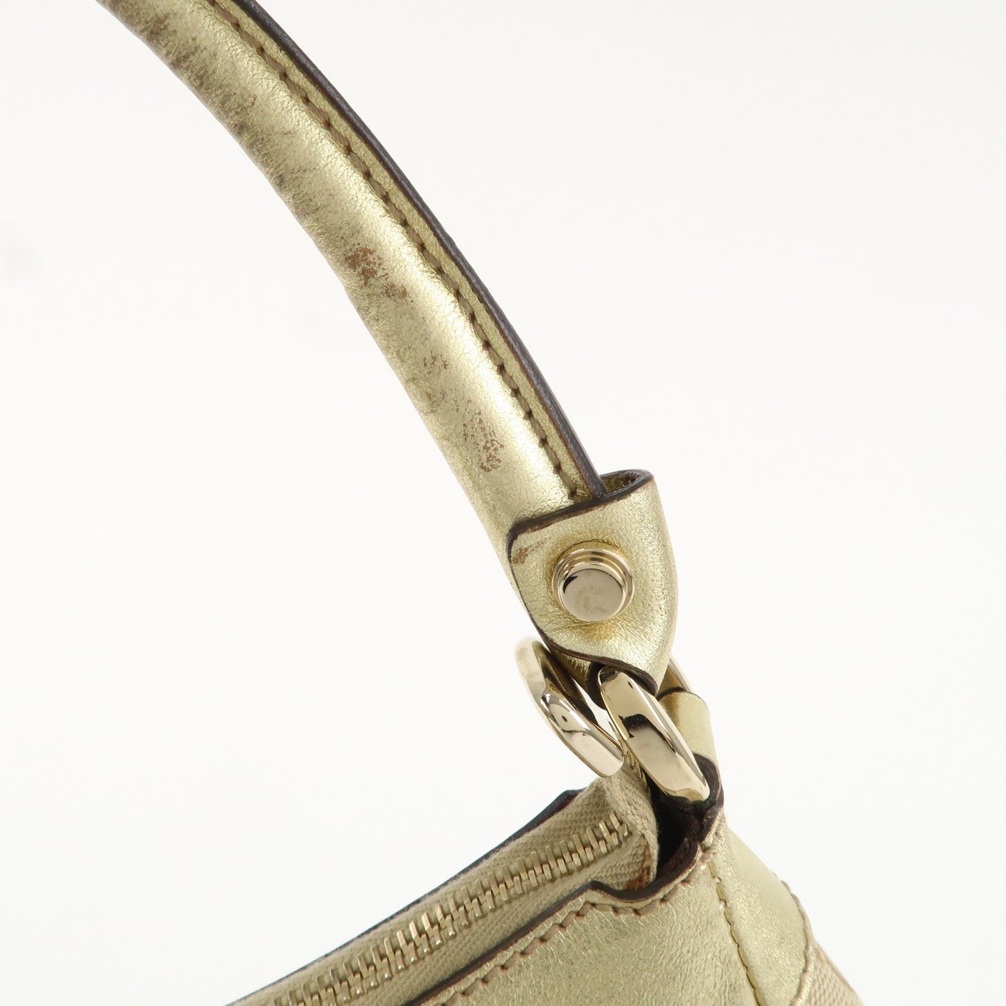 GUCCI Abbey GG Canvas Leather Shoulder Bag Beige Gold 190525