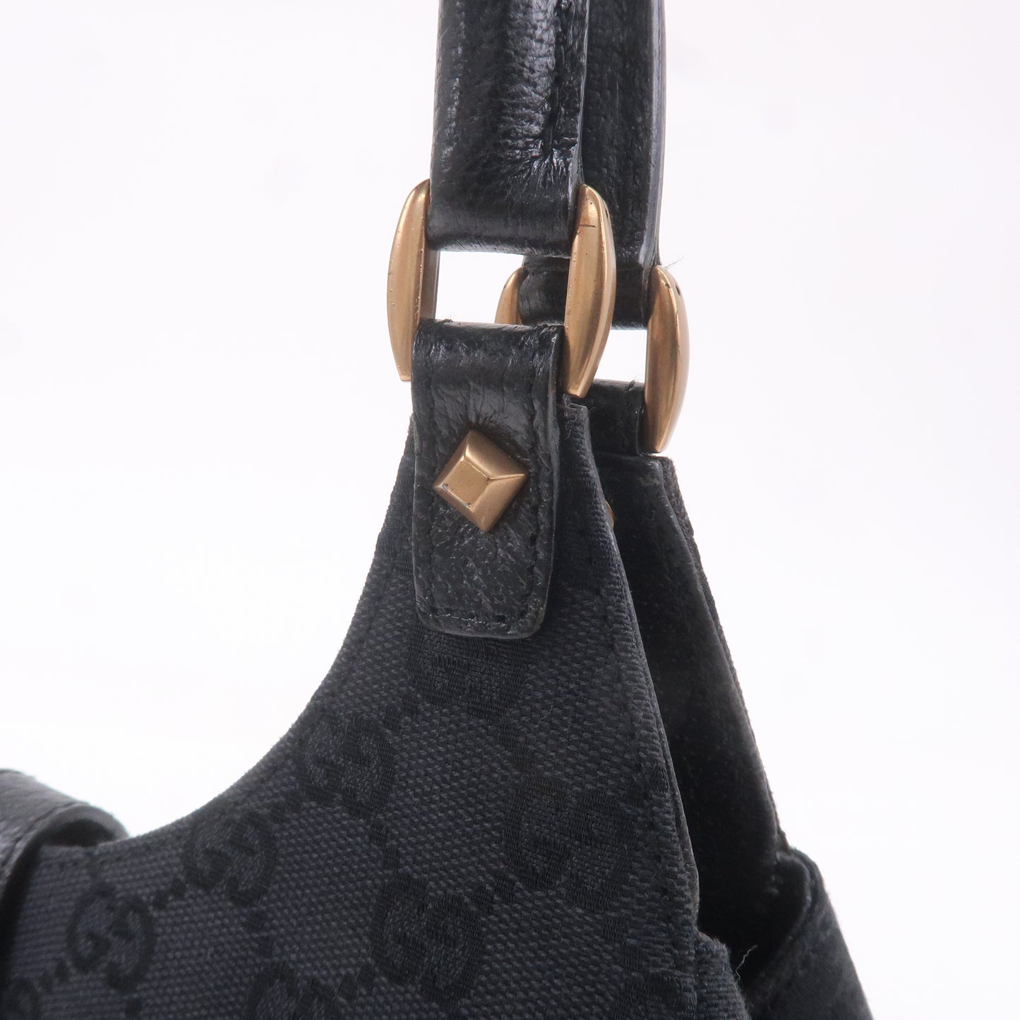 GUCCI New Jackie GG Canvas Leather Shoulder Bag Black 124409