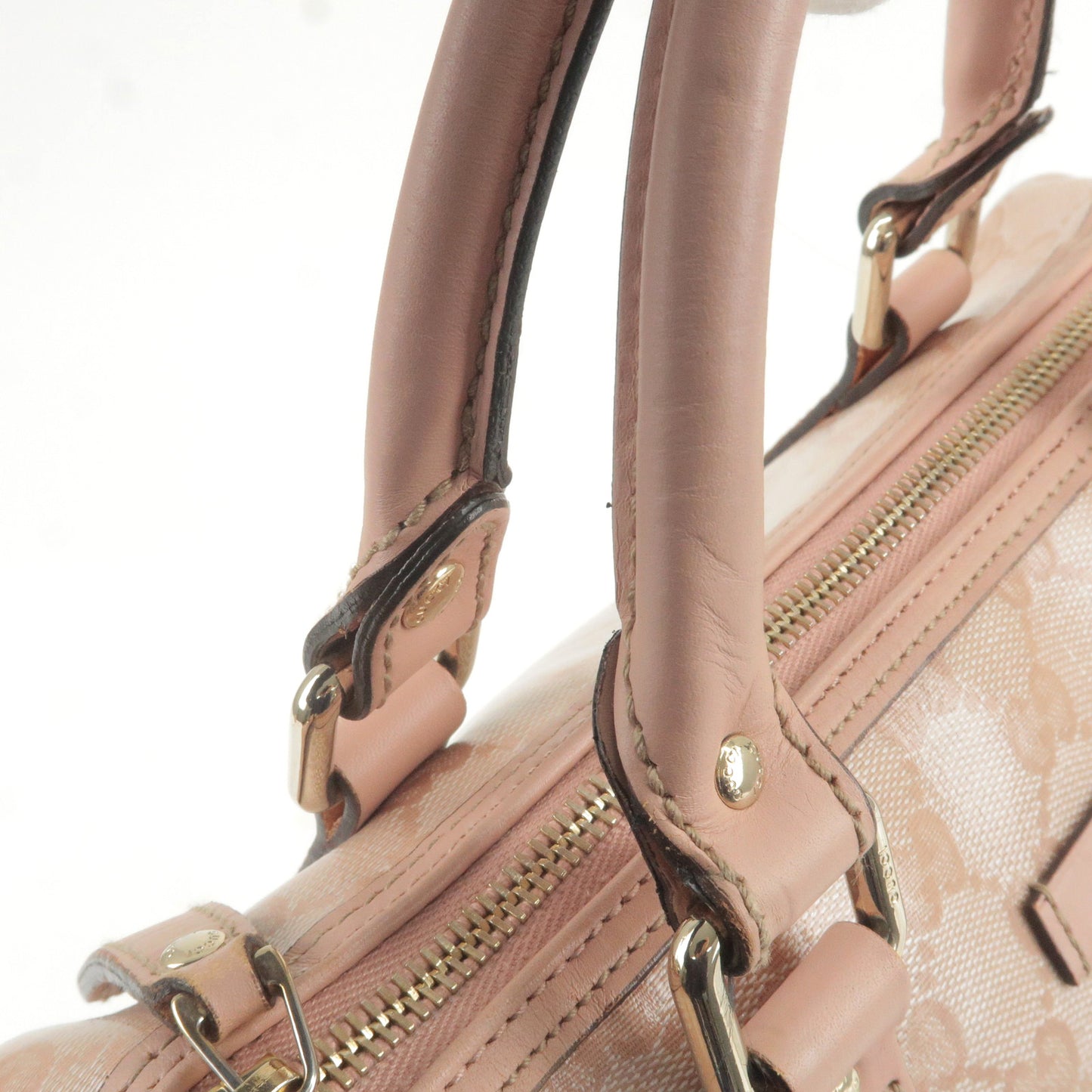 GUCCI GG Crystal Leather Boston Bag Hand Bag Pink 193604