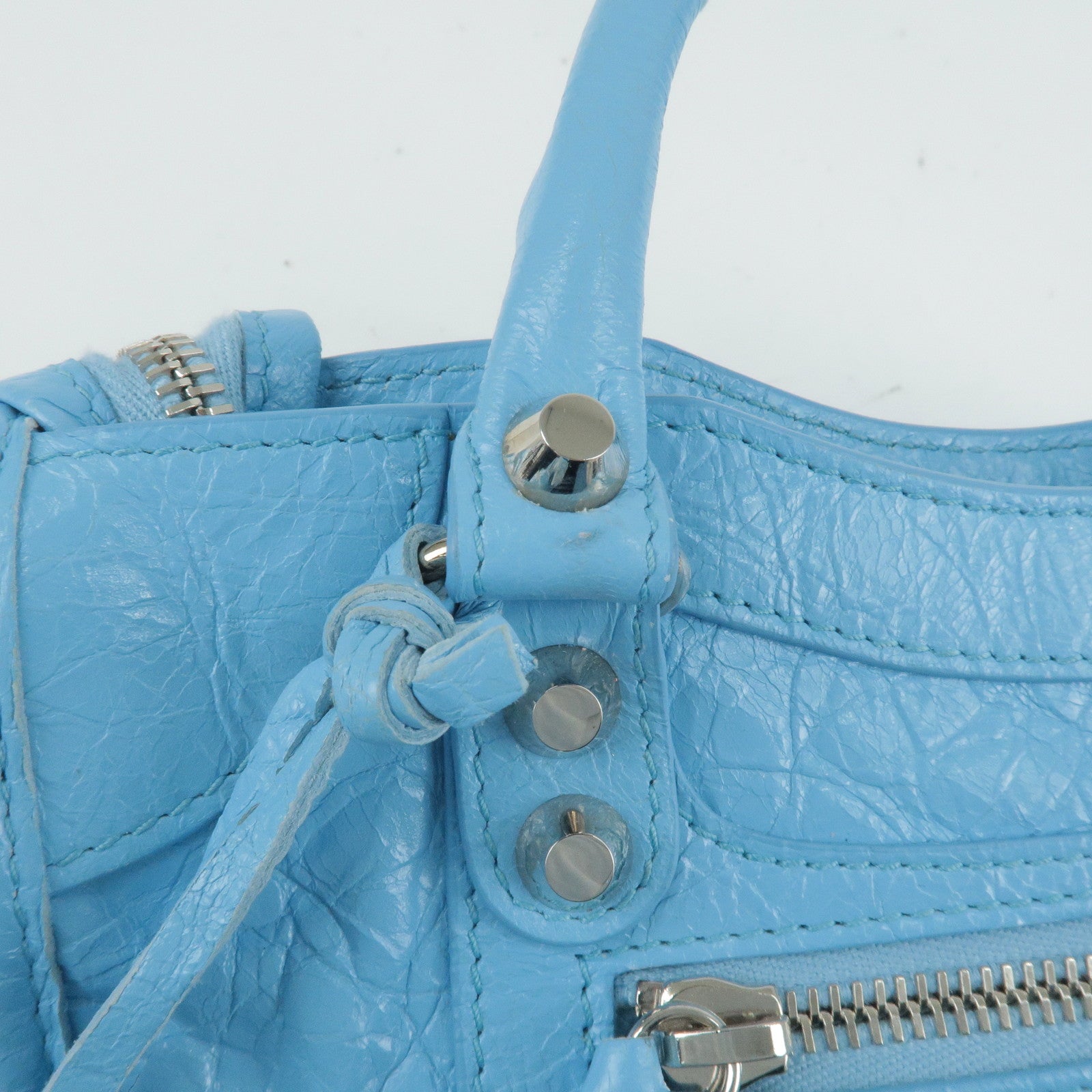Balenciaga Light Blue Leather Mini Classic City Bag