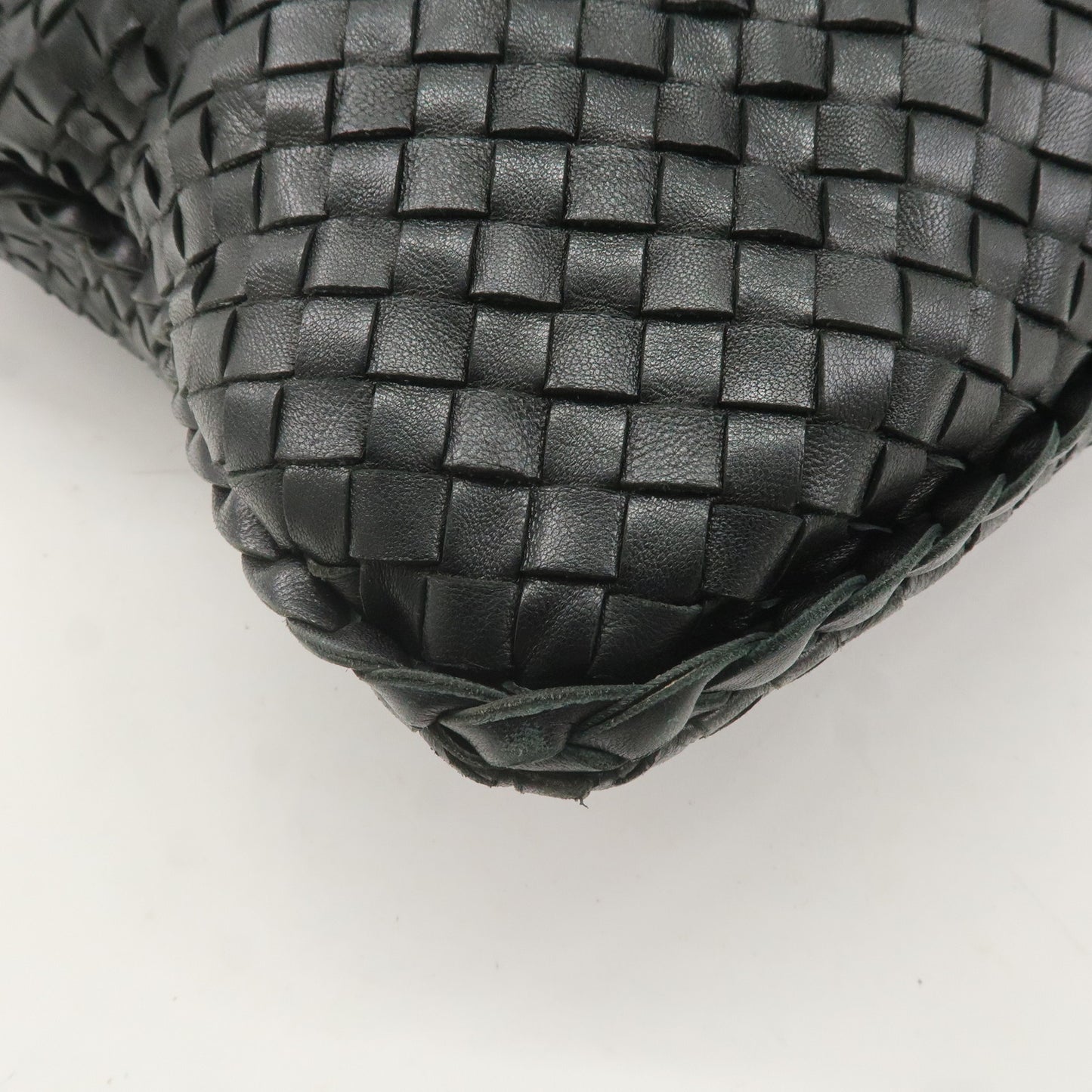BOTTEGA VENETA Hobo Intrecciato Leather Shoulder Bag Black 181140