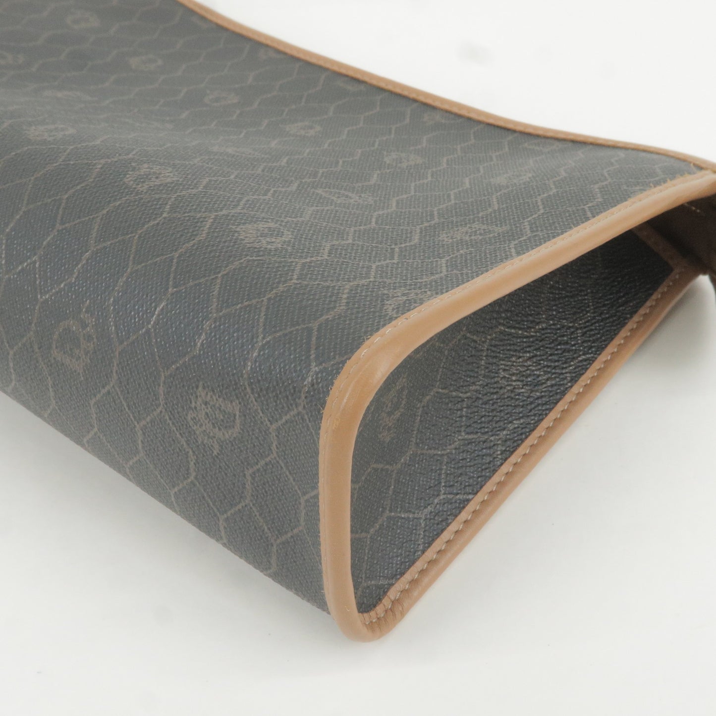 Christian Dior Honeycomb Logo PVC Leather Clutch Bag Black