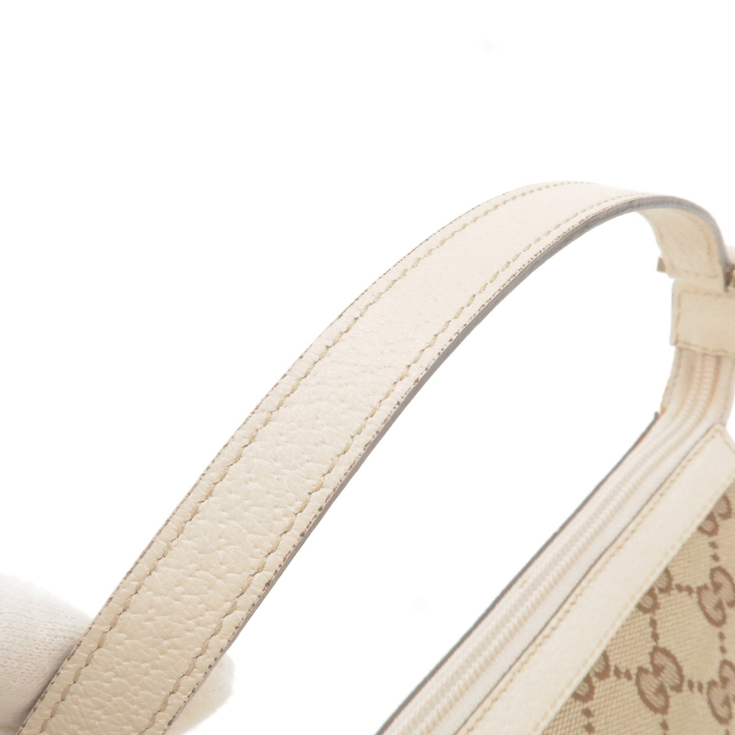 GUCCI Abbey GG Canvas Leather Hand Bag Pouch Beige 145750