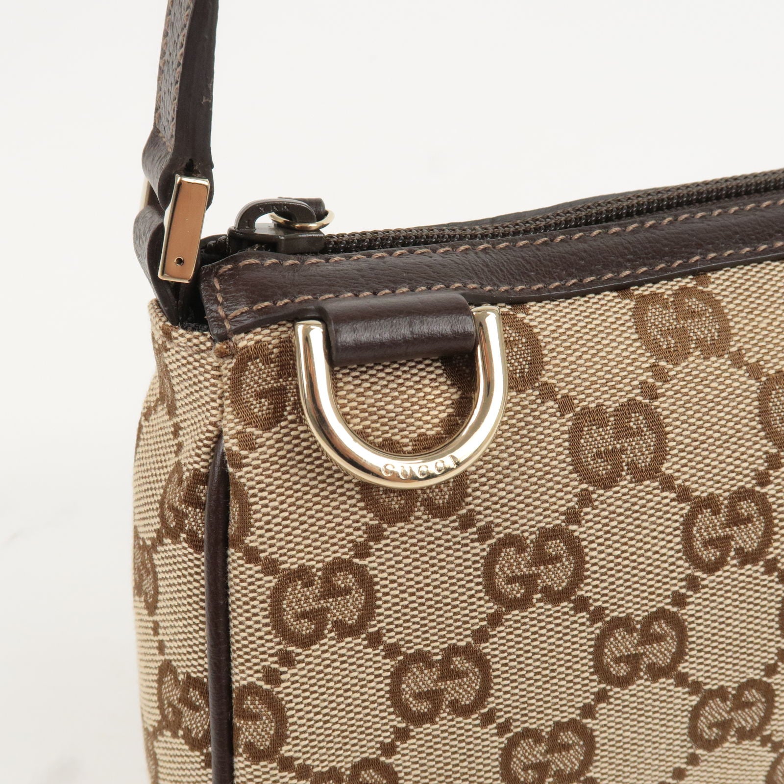 Gucci Webby Bee Boston Monogram GG Vintage Web Medium Dark Brown