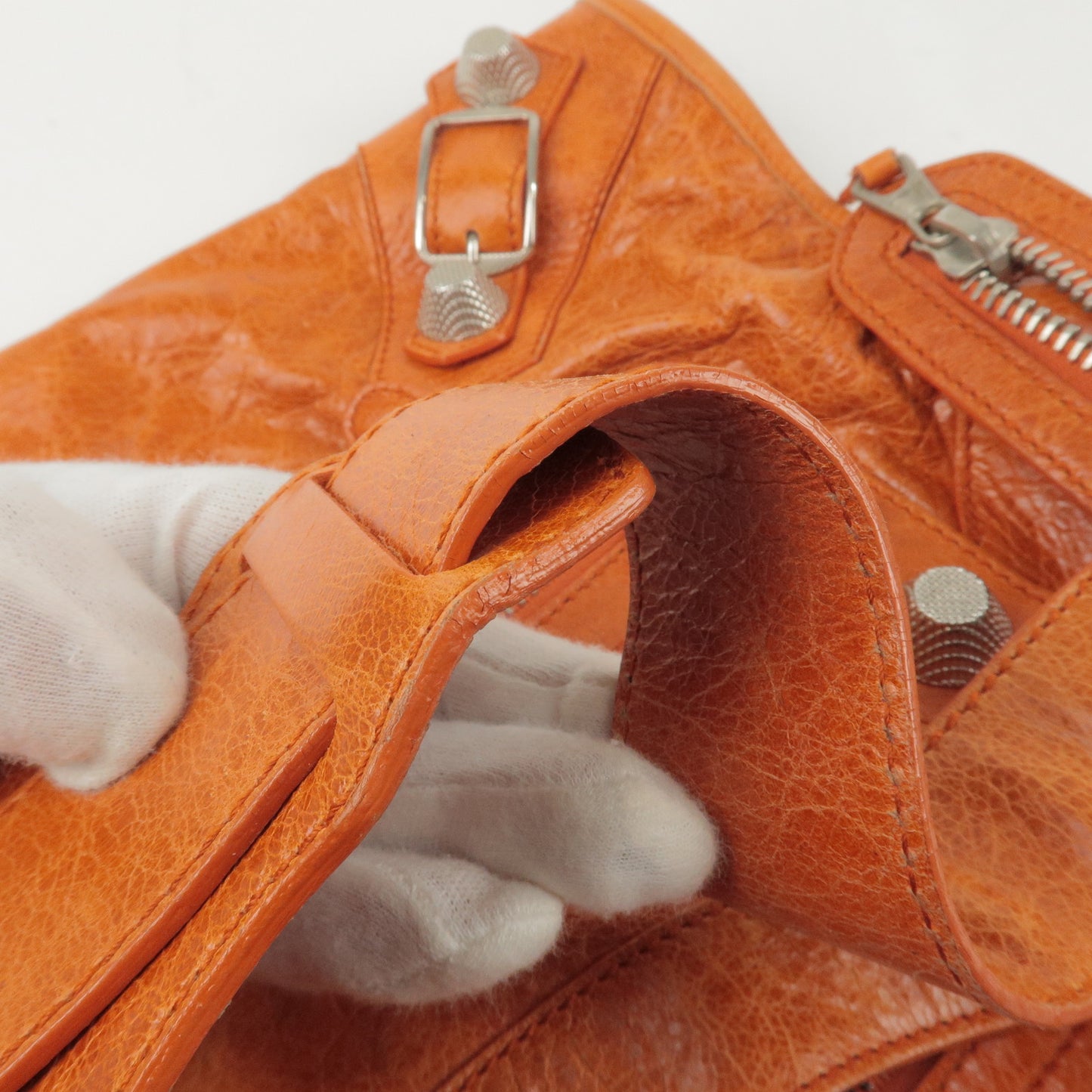 BALENCIAGA The Giant City Leather Hand Bag Orange 173084
