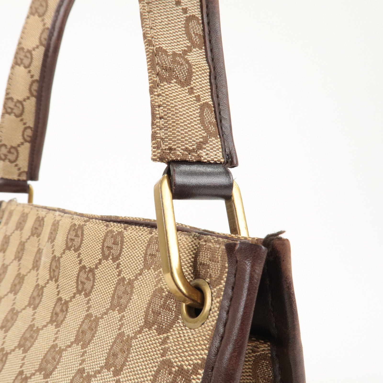 Gucci-GG-Canvas-Leather-Shoulder-Bag-Beige-Brown-91762 – dct