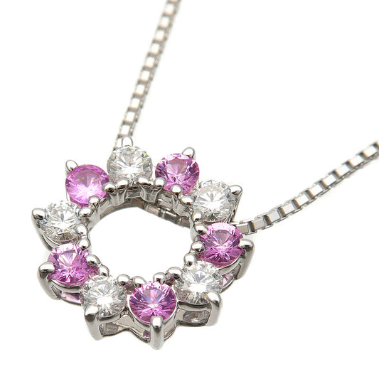 TASAKI-Diamond-Pink-Sapphire-Necklace-0.30ct-K18-White-Gold