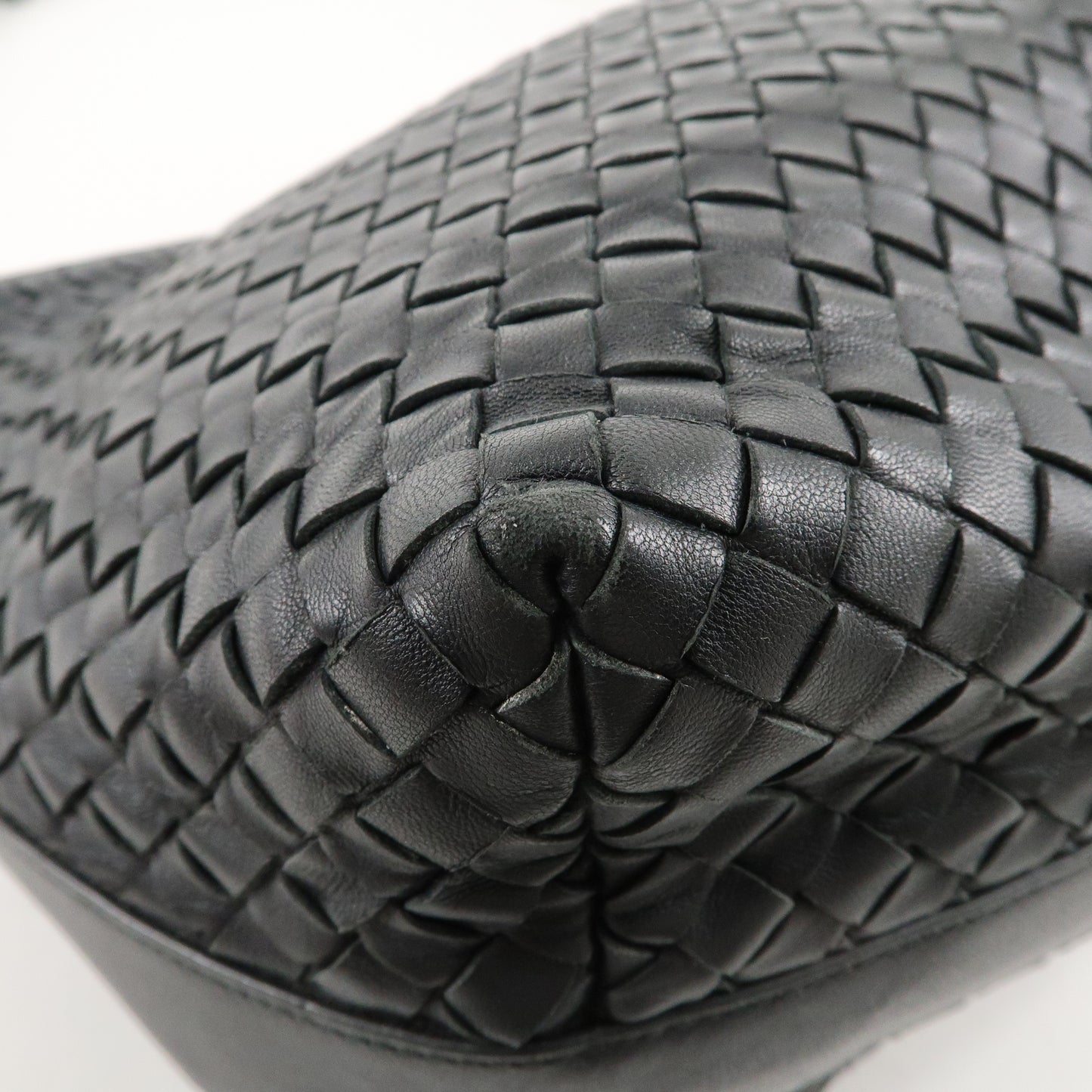 BOTTEGA VENETA Intrecciato Leather Shoulder Bag Black 115658