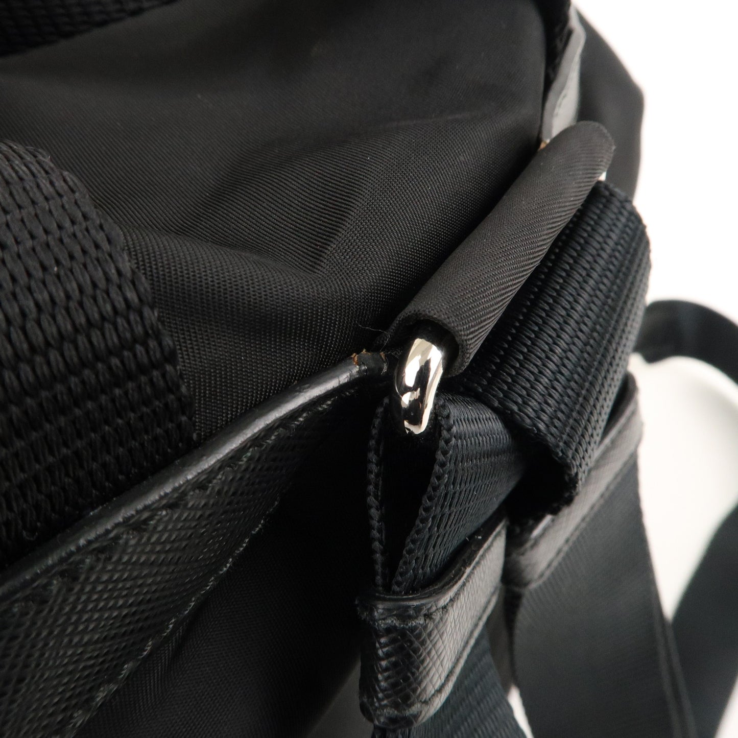 PRADA Nylon Leather Back Pack Black