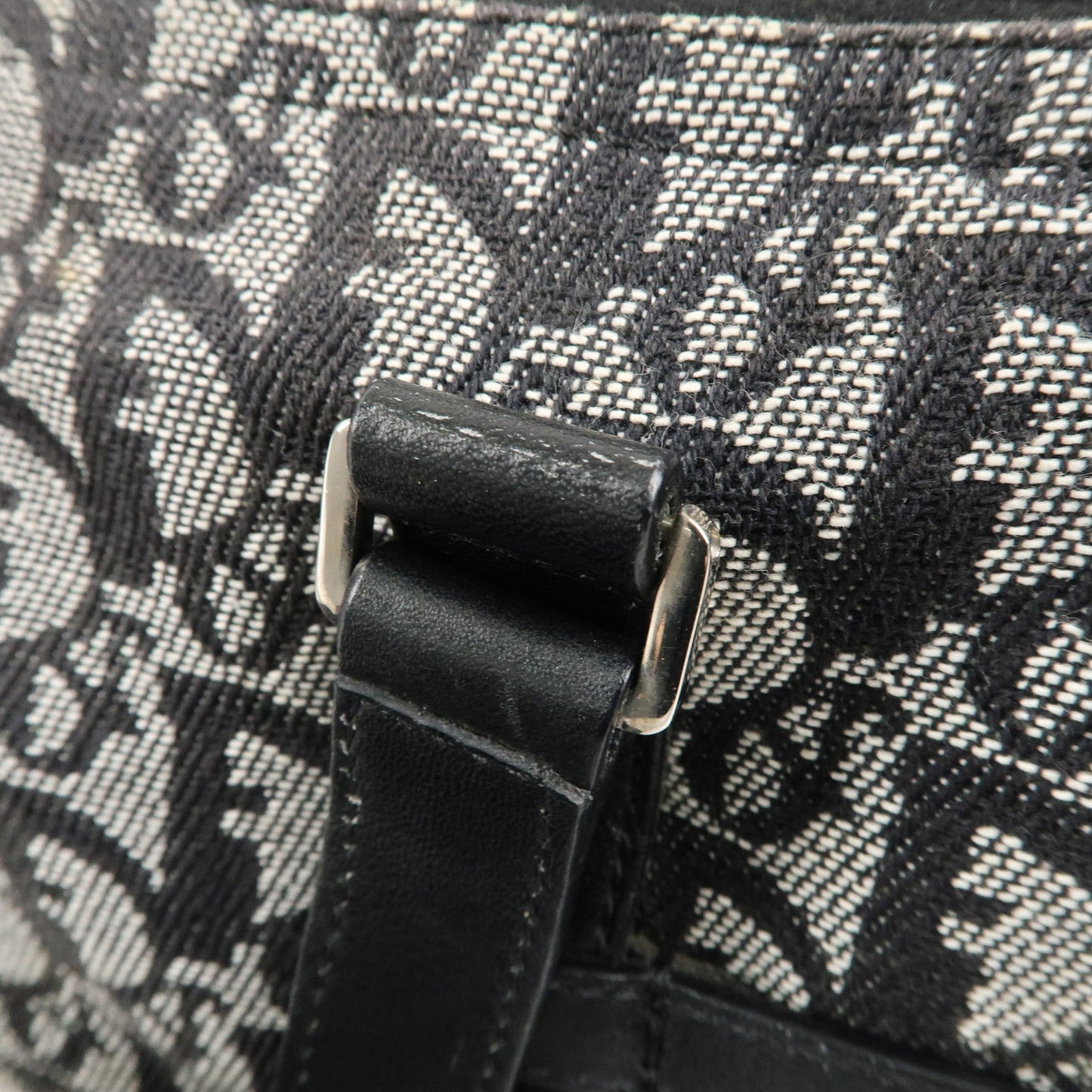 Christian Dior Trotter Logo Canvas Leather Boston Bag Black