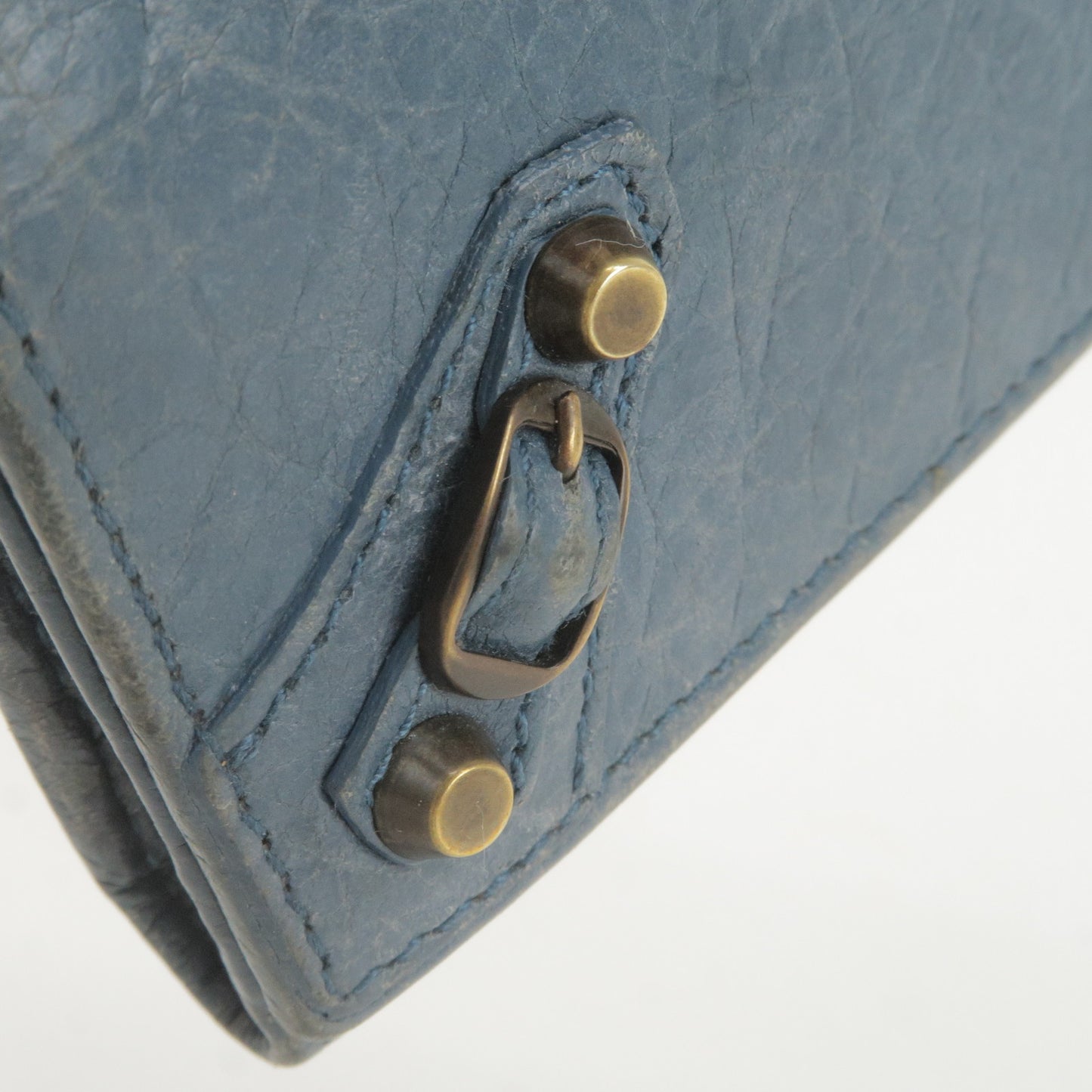 BALENCIAGA Leather Key Case Key Holder Small Leather Good Blue