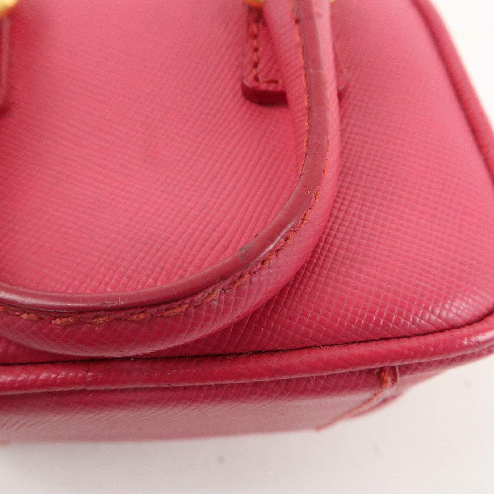 PRADA Logo Safiano Leather Mini Hand Bag Mini Pouch Pink