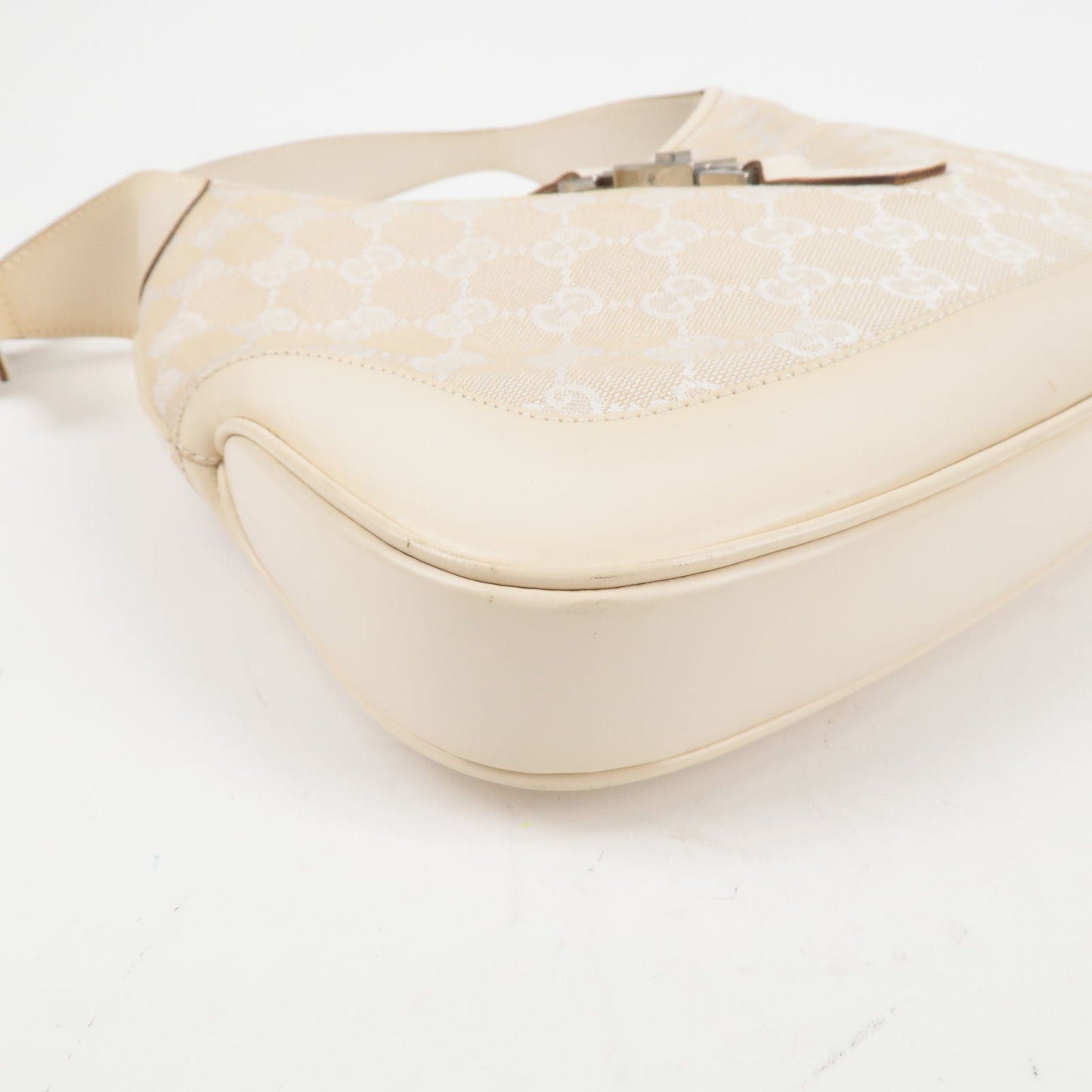 GUCCI Jackie GG Canvas Leather Shoulder Bag Beige Ivory 001.3306