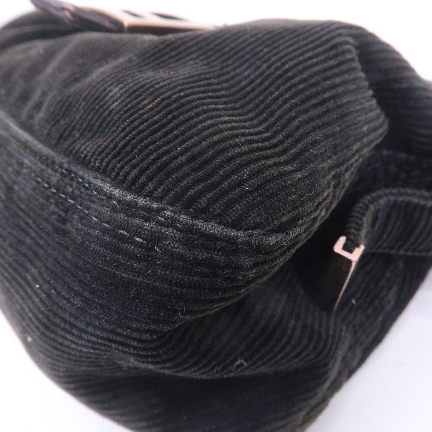 FENDI Corduroy Shoulder Bag Hand Bag Black