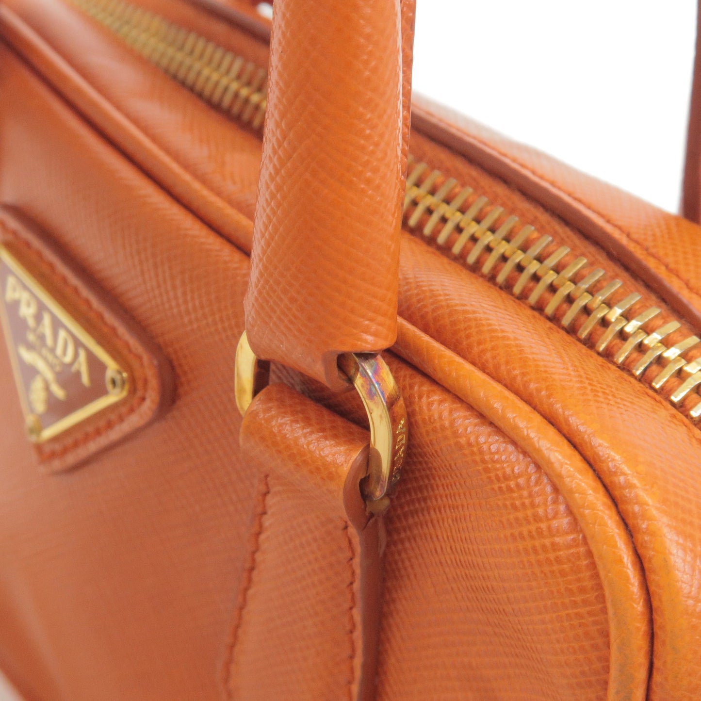PRADA Logo Leather Chain 2Way Bag Shoulder Bag Orenge BL0705