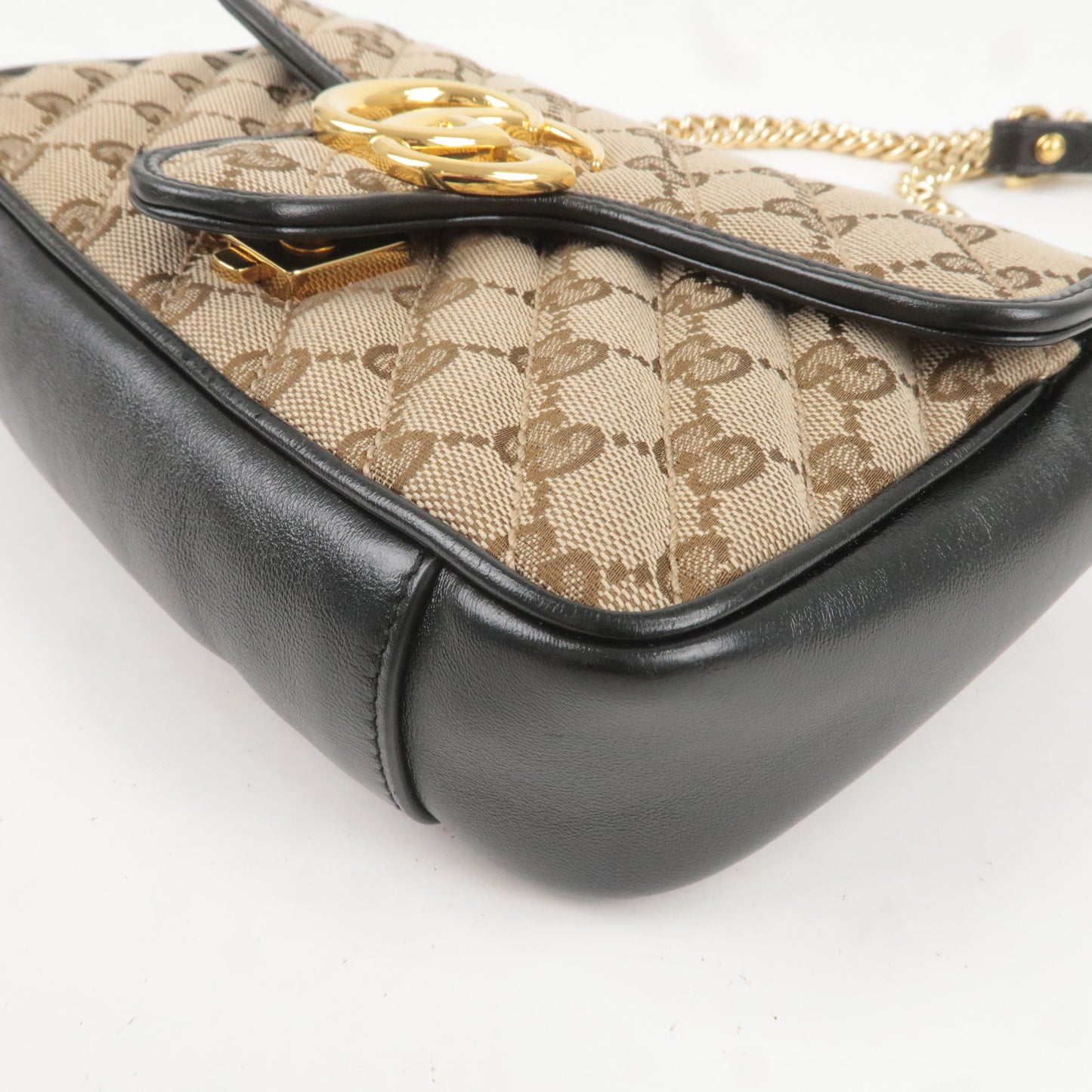 GUCCI GG Marmont GG Canvas Leather Chain Shoulder Bag 446744