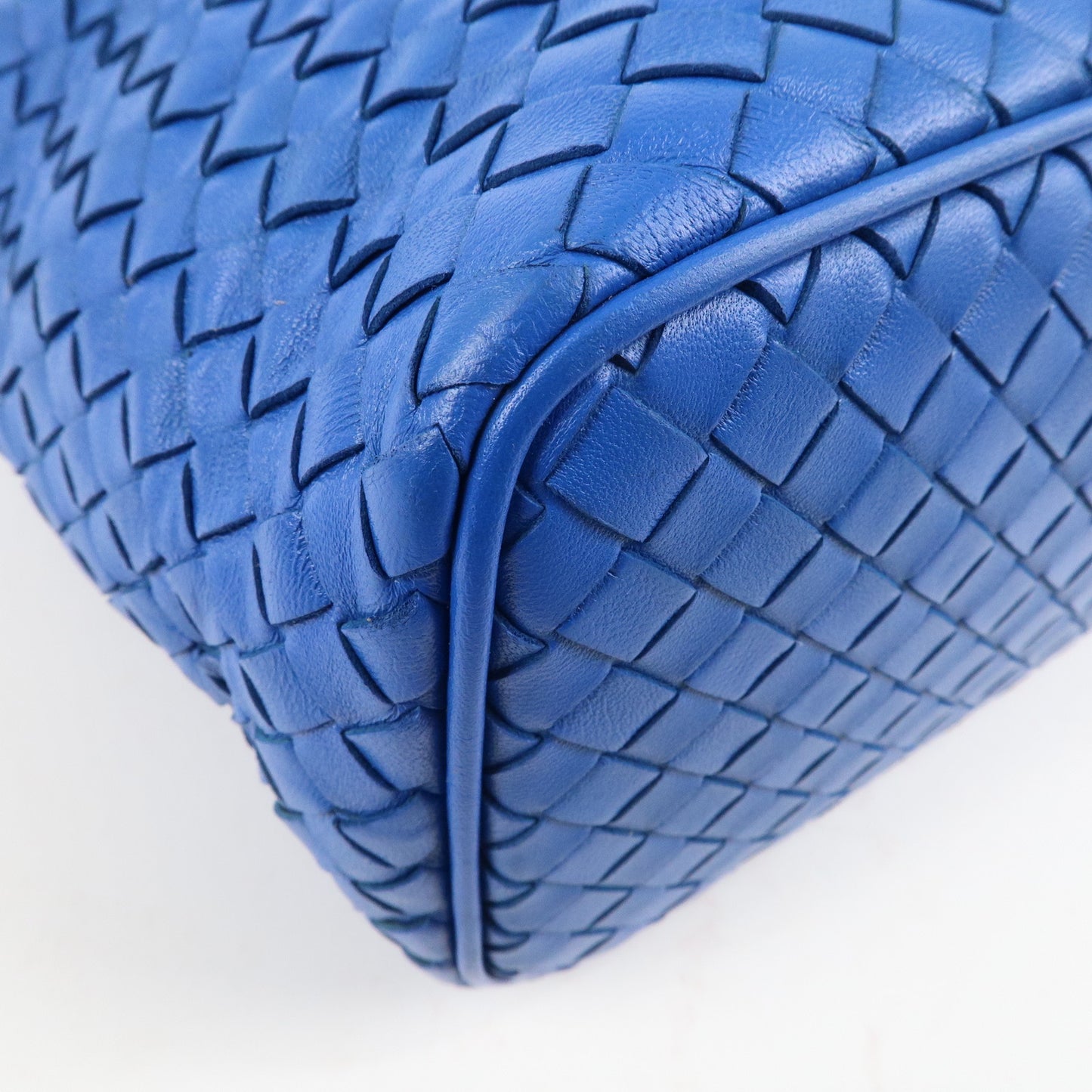BOTTEGA VENETA Intrecciato Leather Shoulder Bag Blue 239988