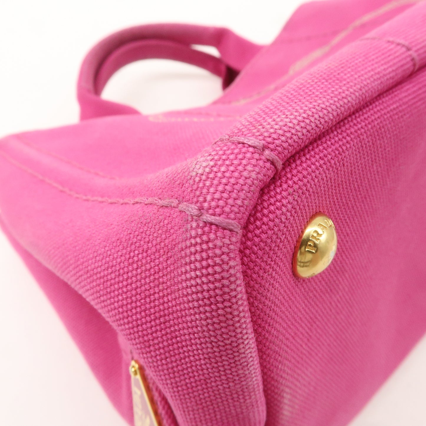 PRADA Canapa Mini Canvas Tote Bag Hand Bag Pink BN2439