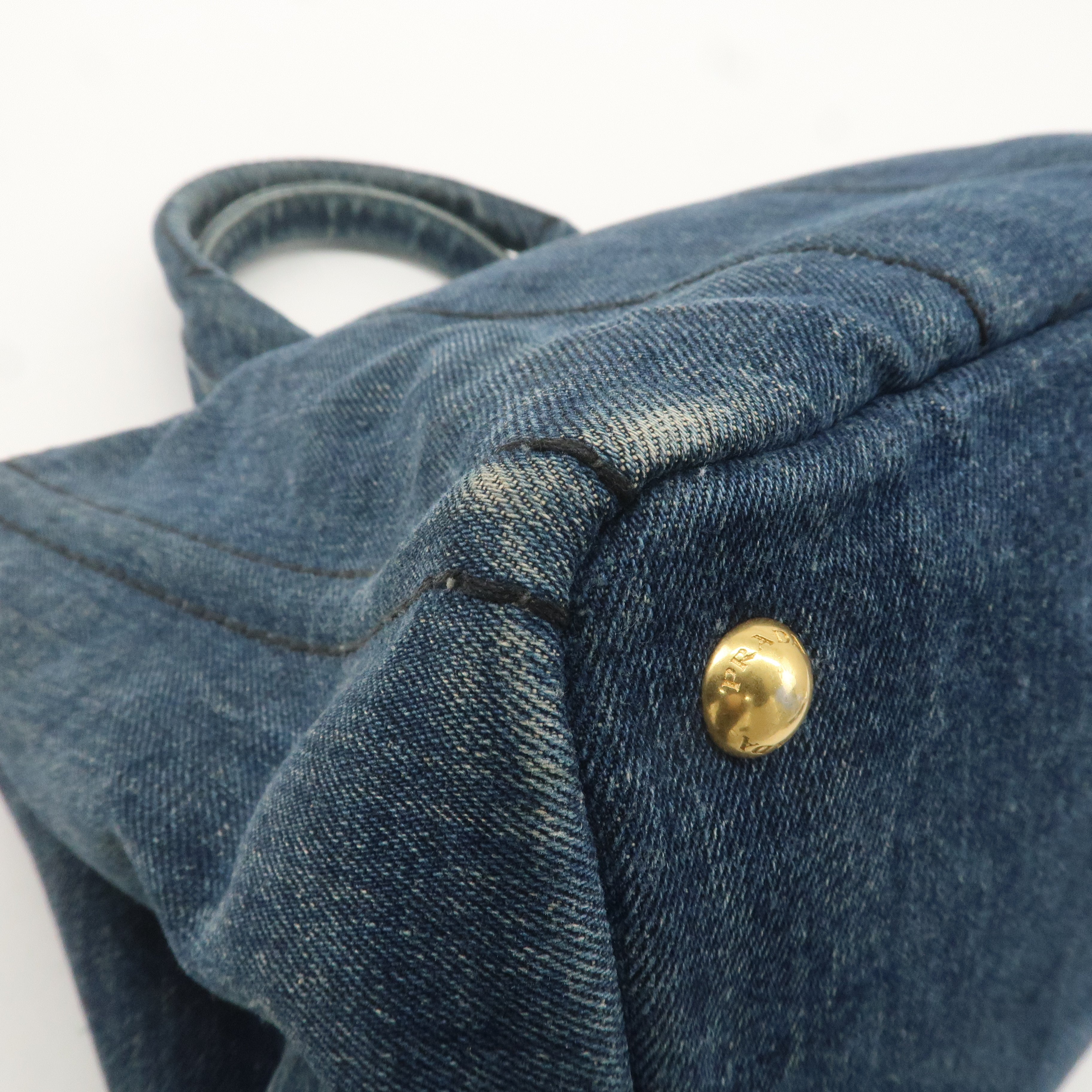 PRADA Canapa Denim Tote Bag Hand Bag Denim Blue B1877B