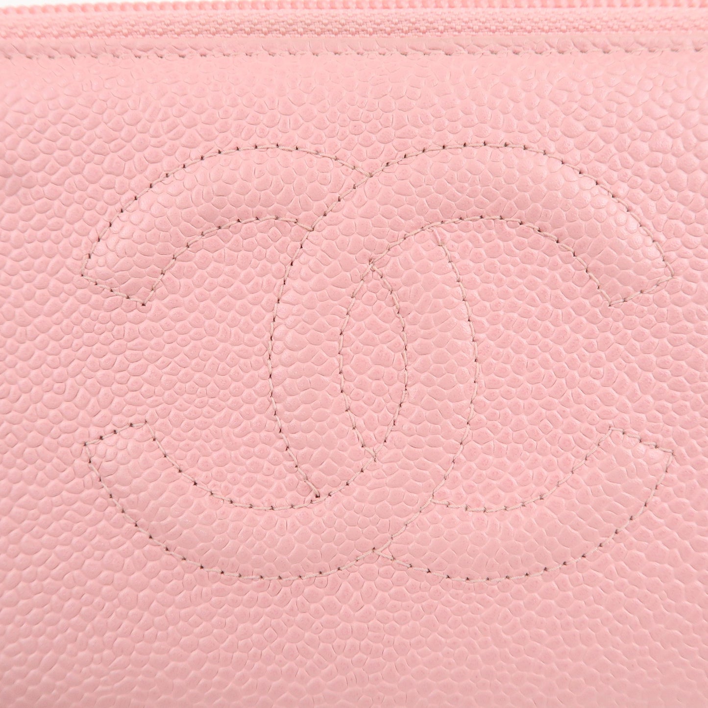 CHANEL Caviar Skin Round Zippy Long Wallet Pink A13228